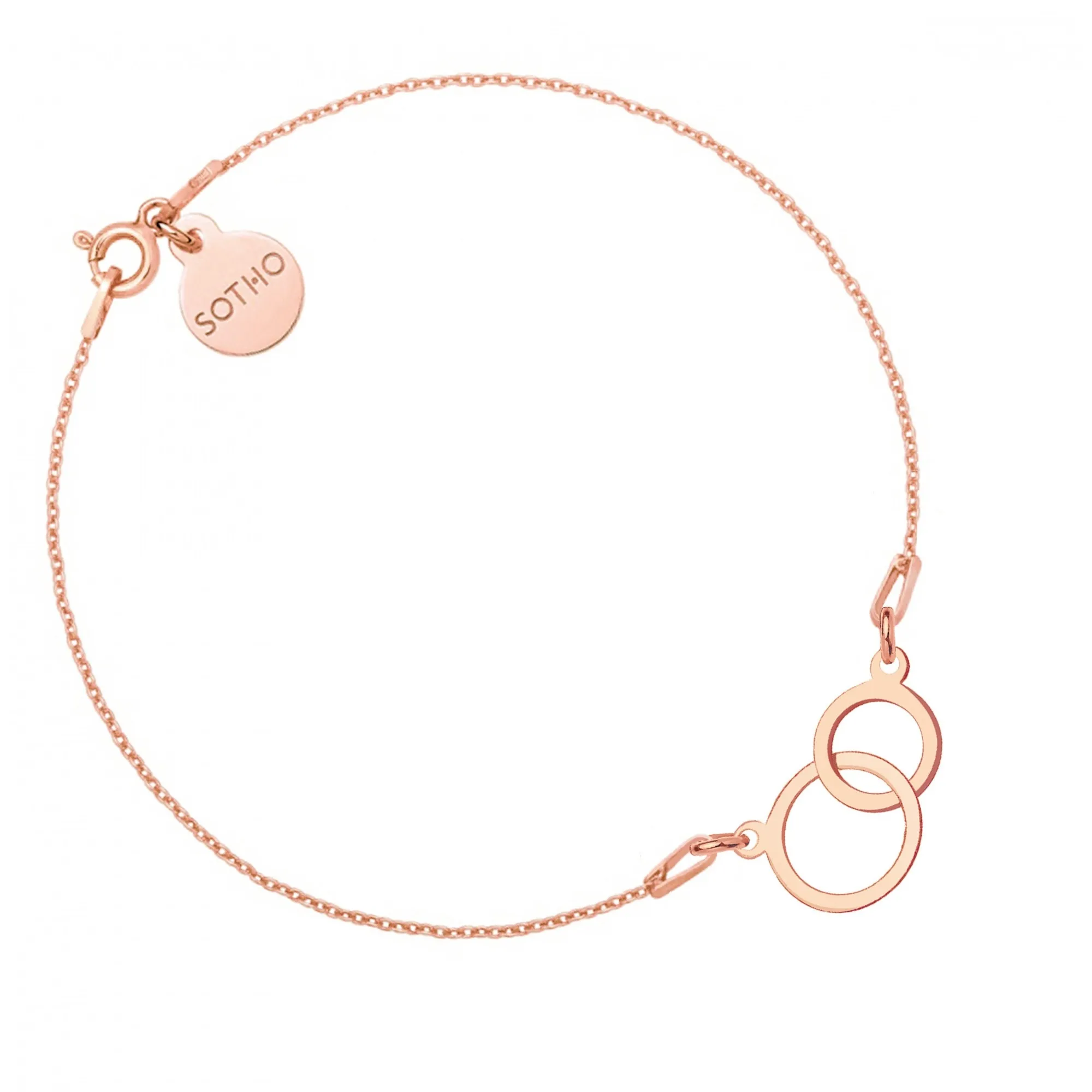 Bransoletka dwa koła z różowego złota