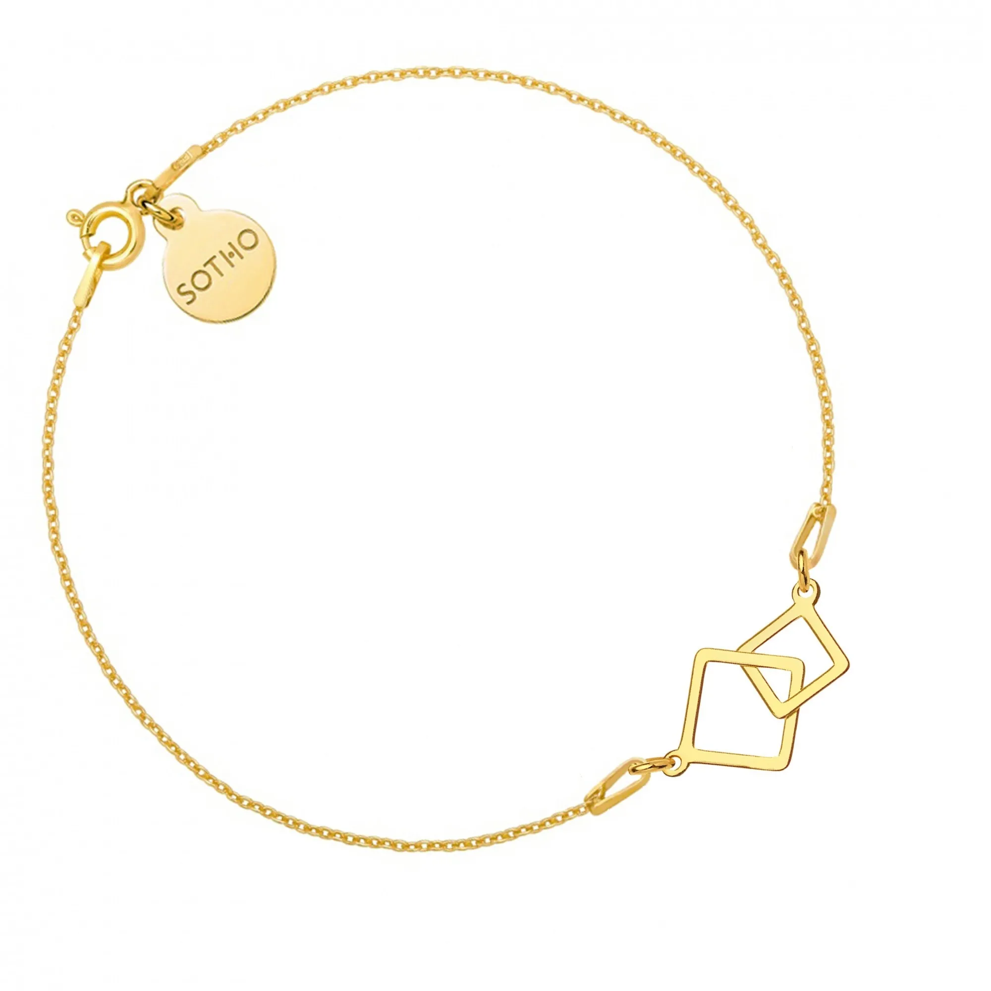 Złota bransoletka z dwoma kwadratami