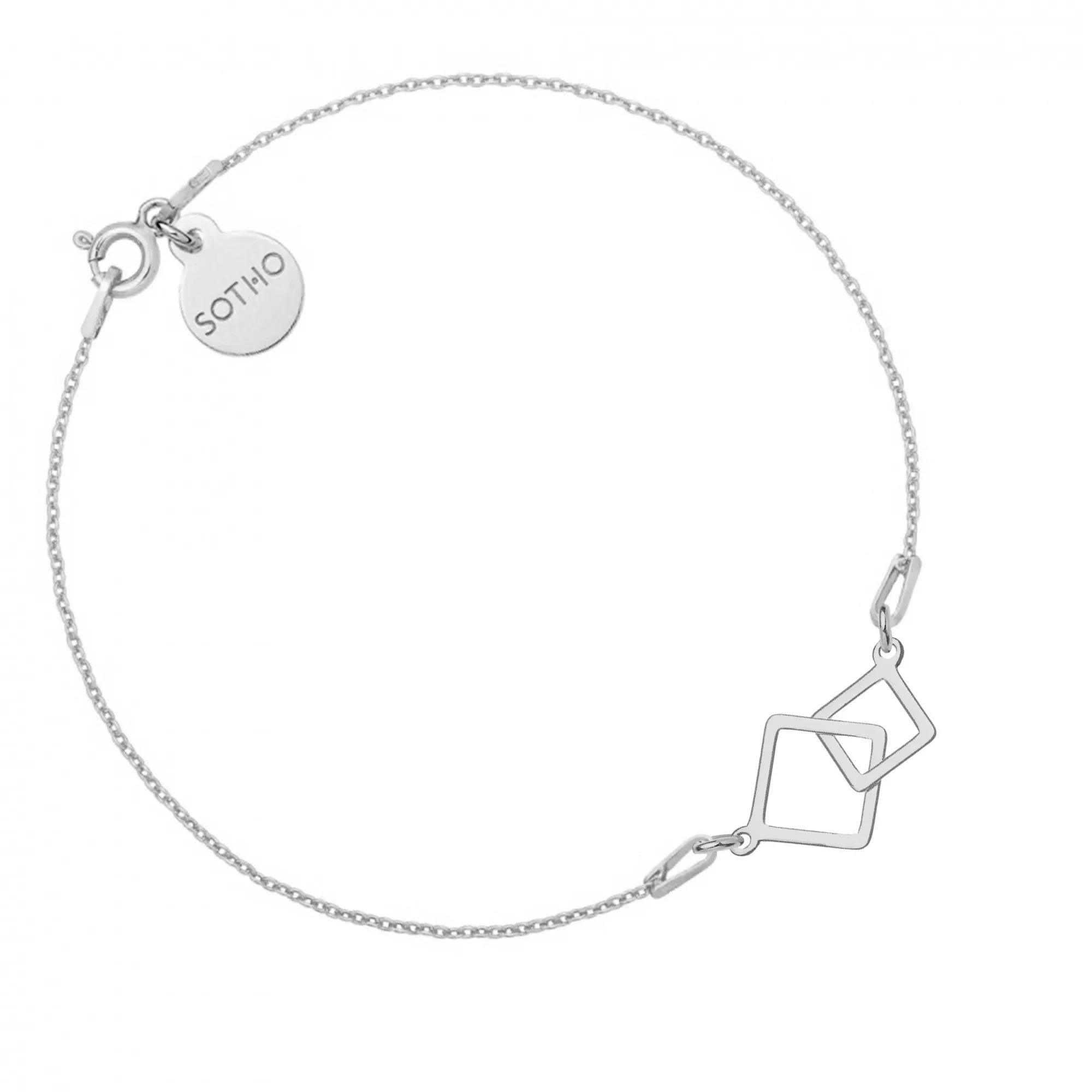 Srebrna bransoletka z dwoma kwadratami