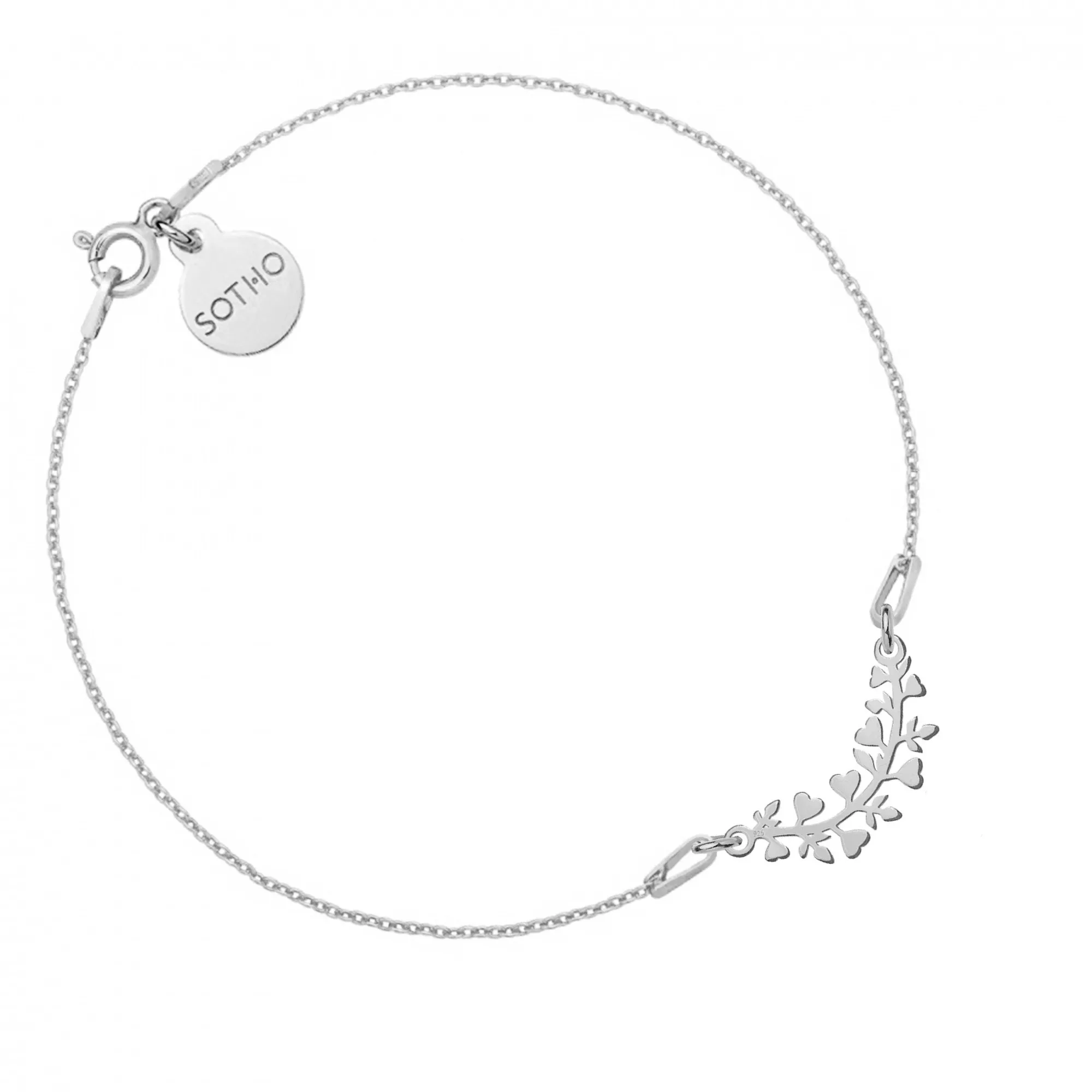 Srebrna bransoletka z gałązką