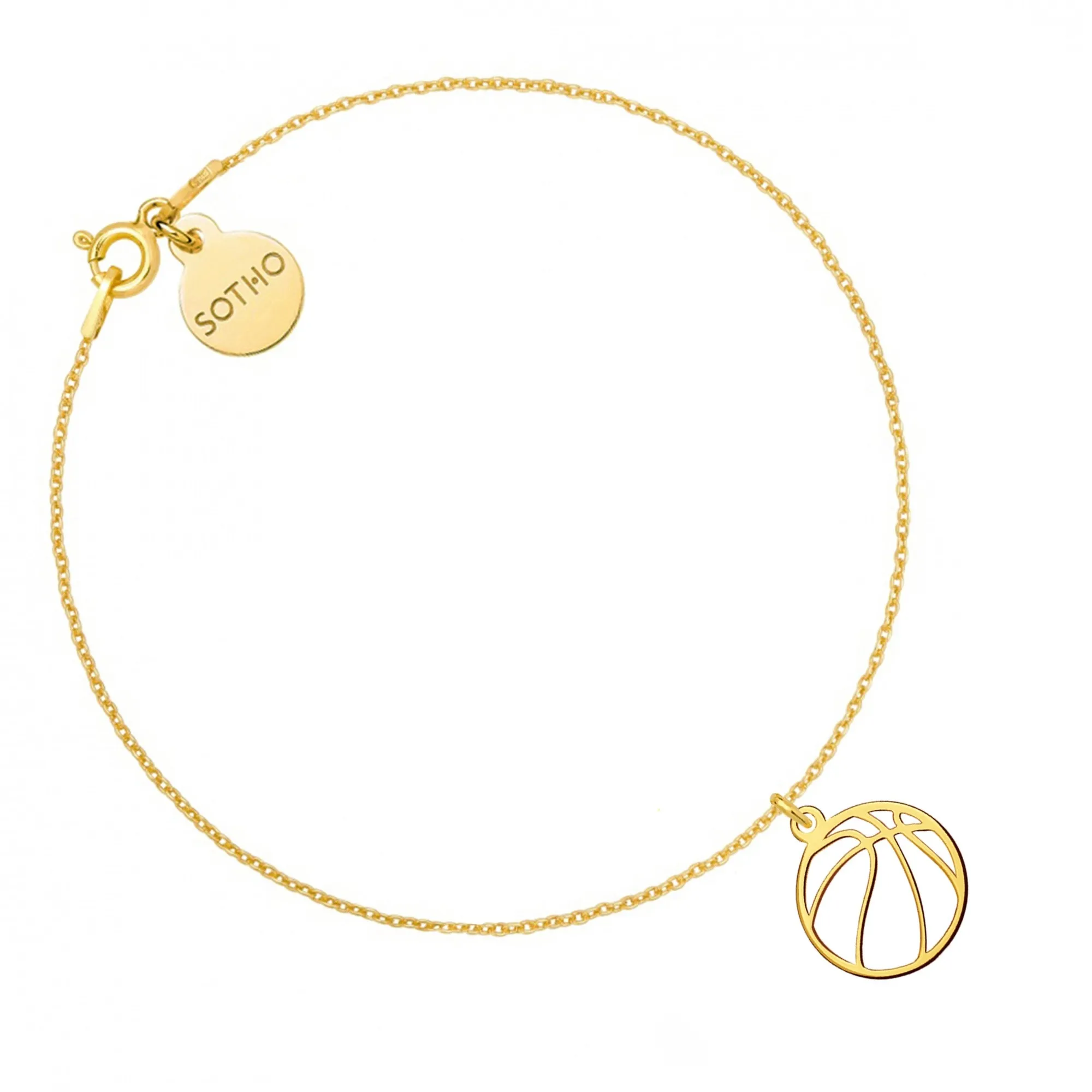 Złota bransoletka z piłką do koszykówki