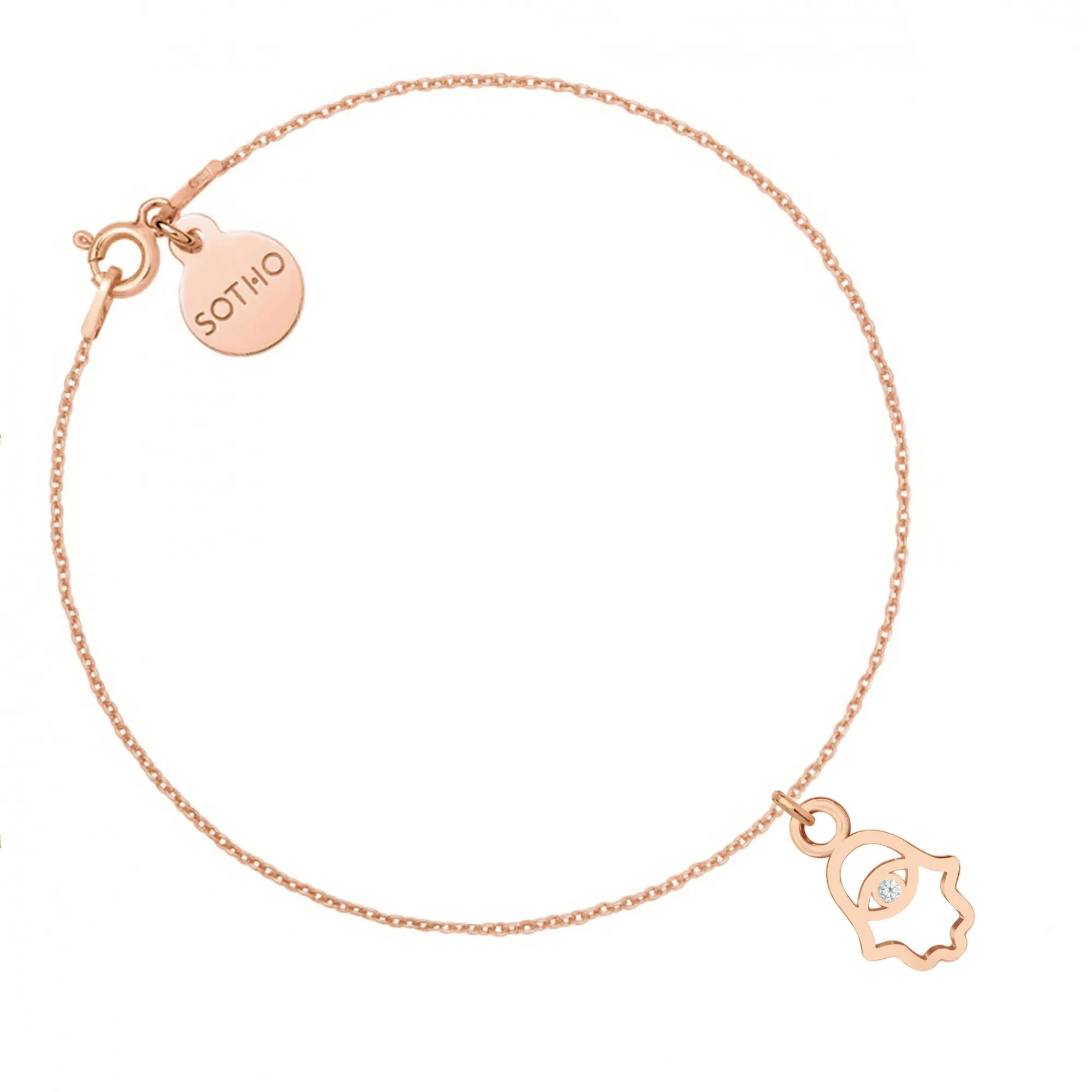 Bransoletka z ręką Fatimy z kryształem SWAROVSKI® CRYSTALz różowego złota