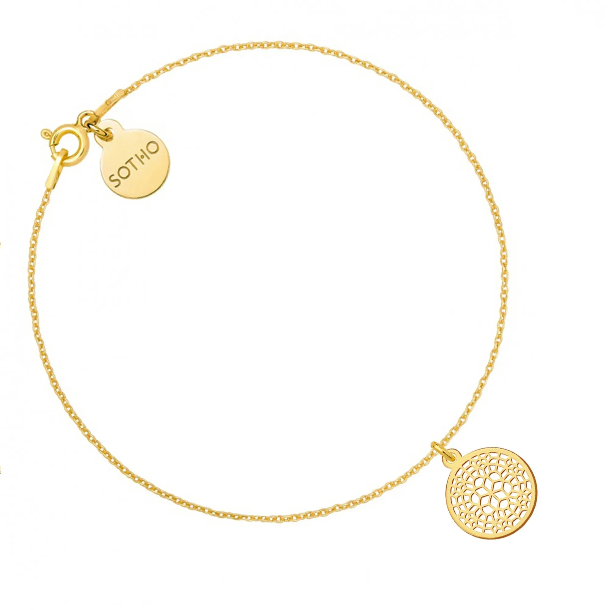 Złota bransoletka z ażurową rozetką