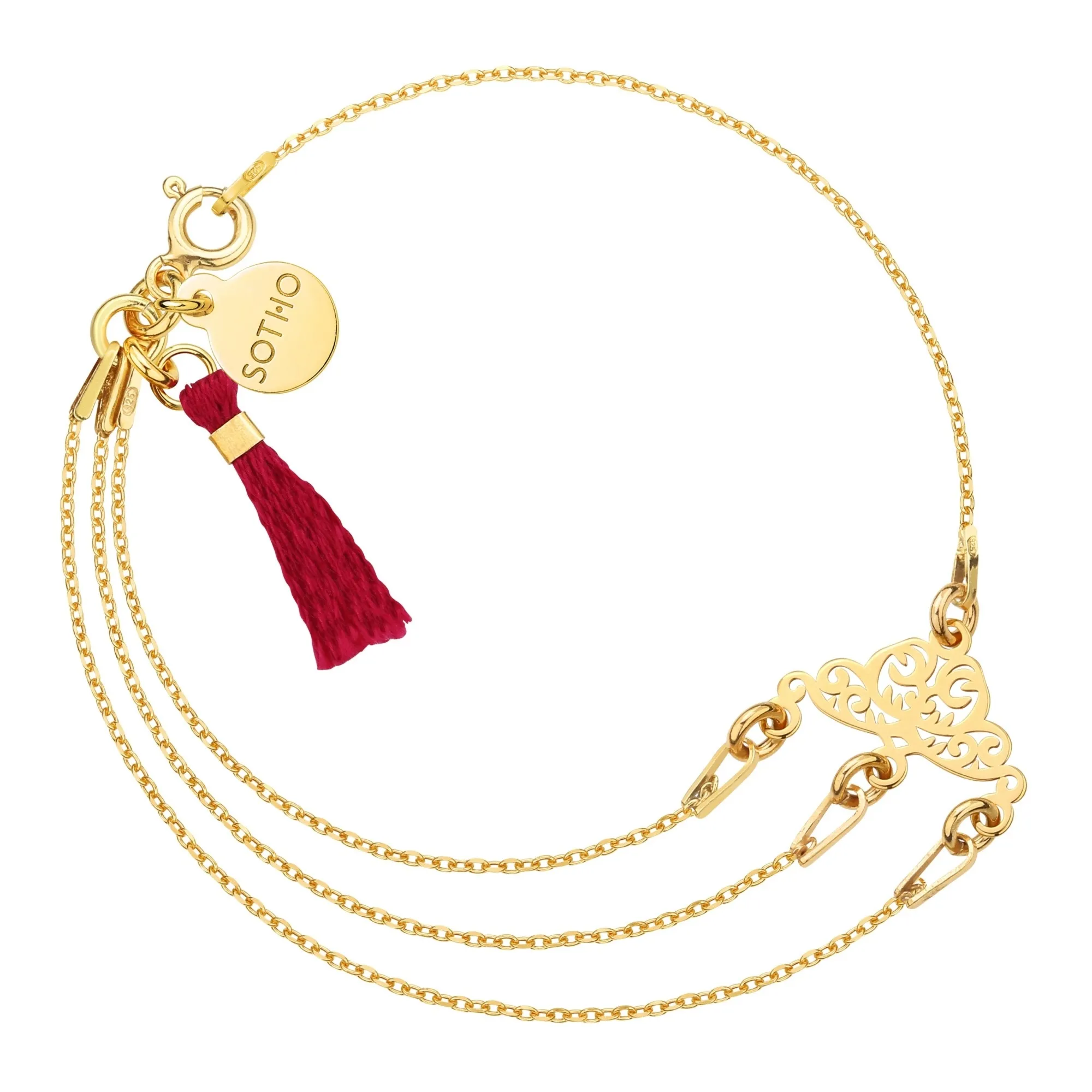 Złota bransoletka z rozetką i chwostem