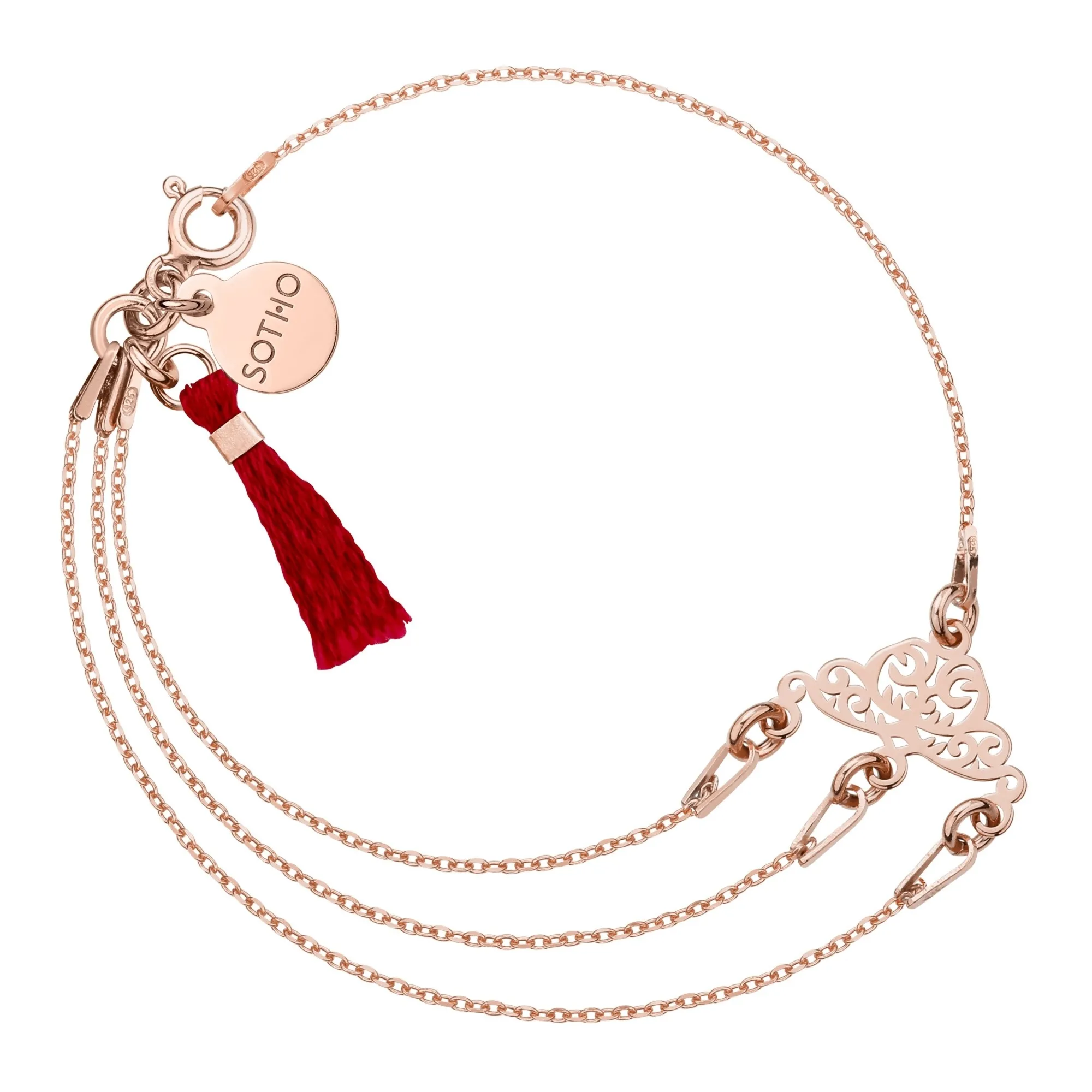 Bransoletka z rozetką z różowego złota i chwostem