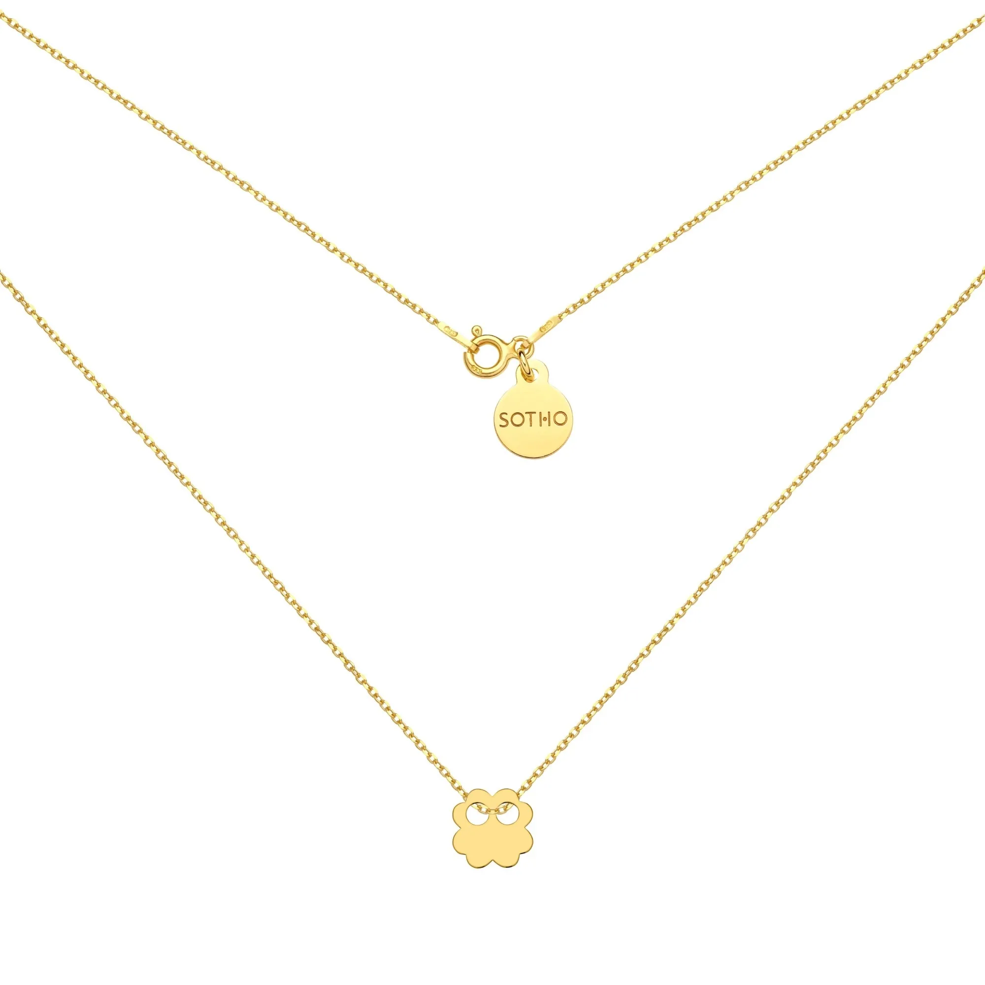 Złoty naszyjnik z koniczynką : Długość - 60 cm