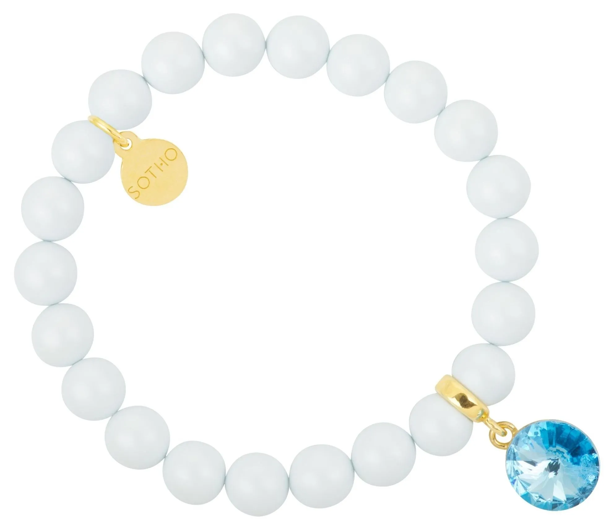 Niebieska pastelowa bransoletka perły SWAROVSKI® ELEMENTS z kryształem Rivoli