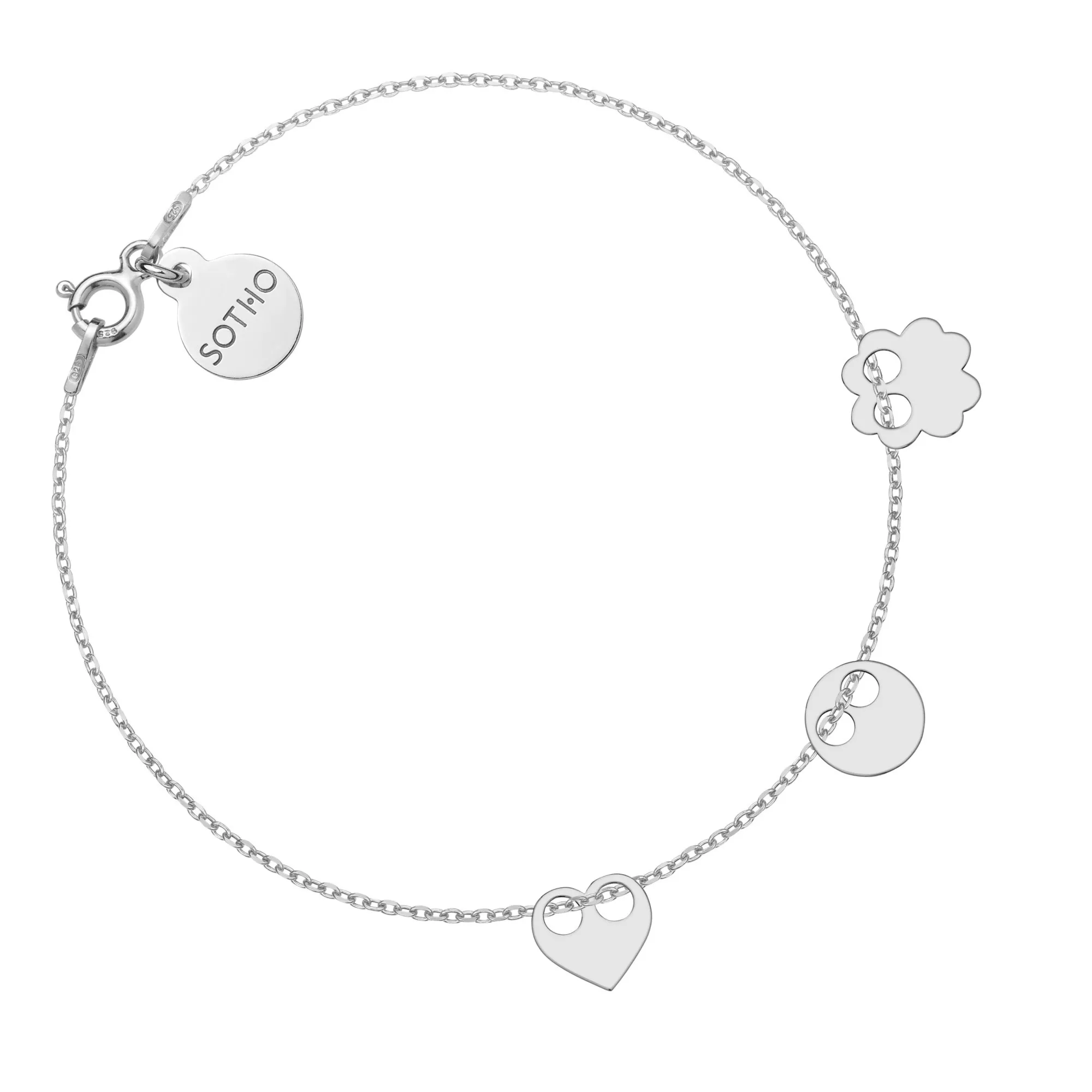 Srebrna bransoletka z trzema zawieszkami