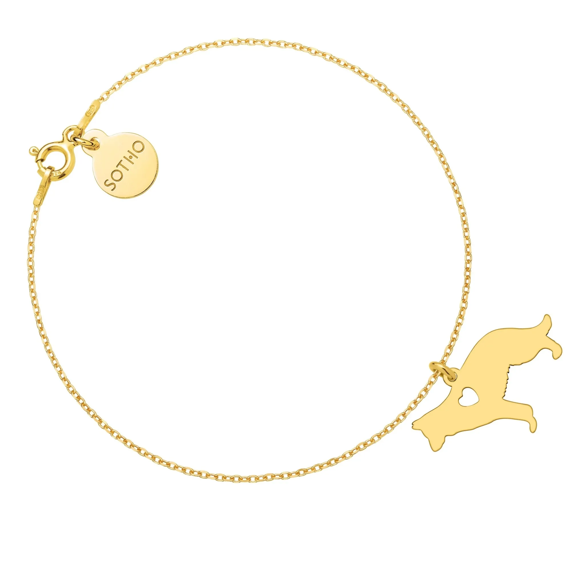 Złota bransoletka z psem rasy owczarek niemiecki