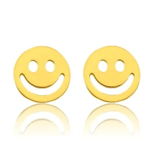 Złote kolczyki z uśmiechem