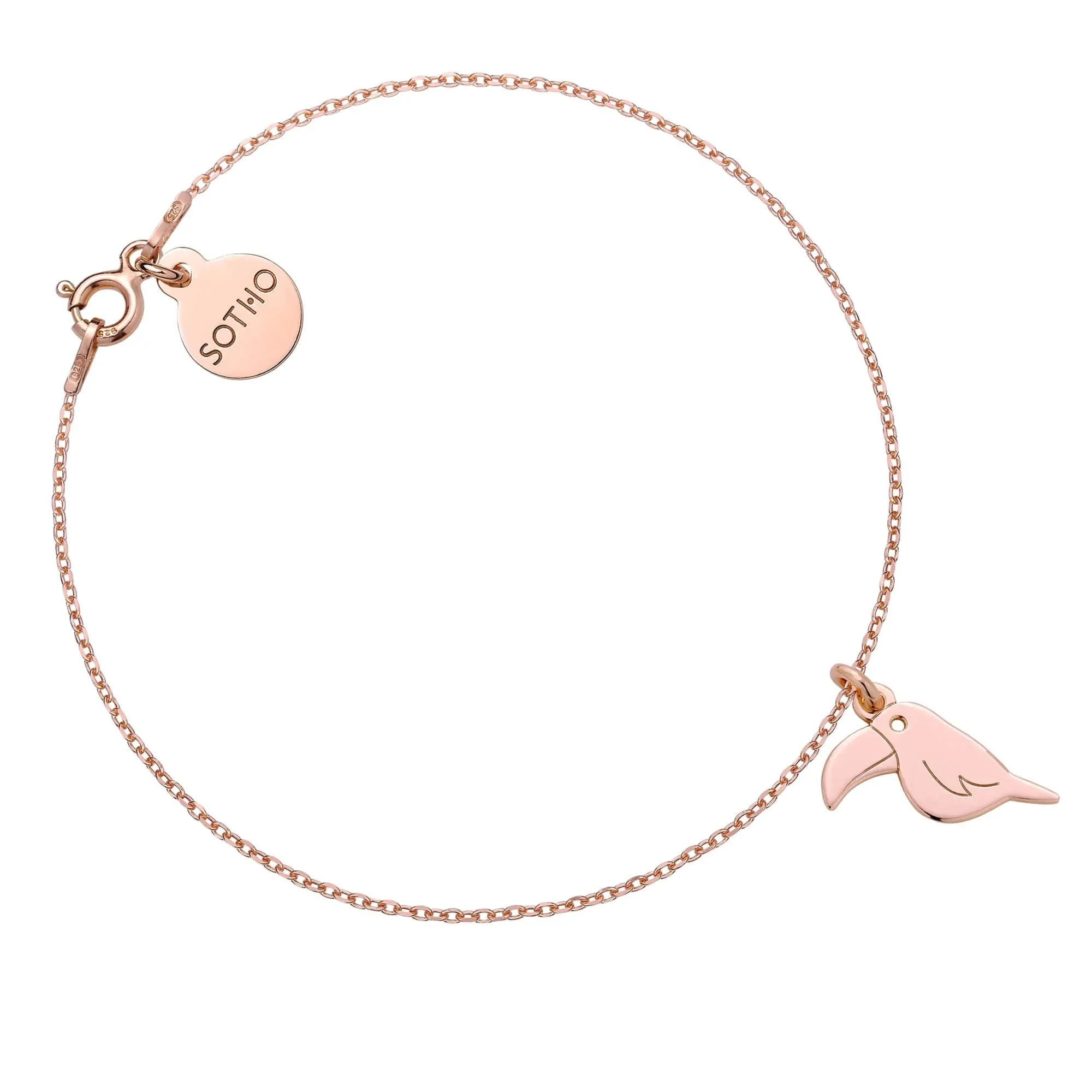 Bransoletka z różowego złota z tukanem