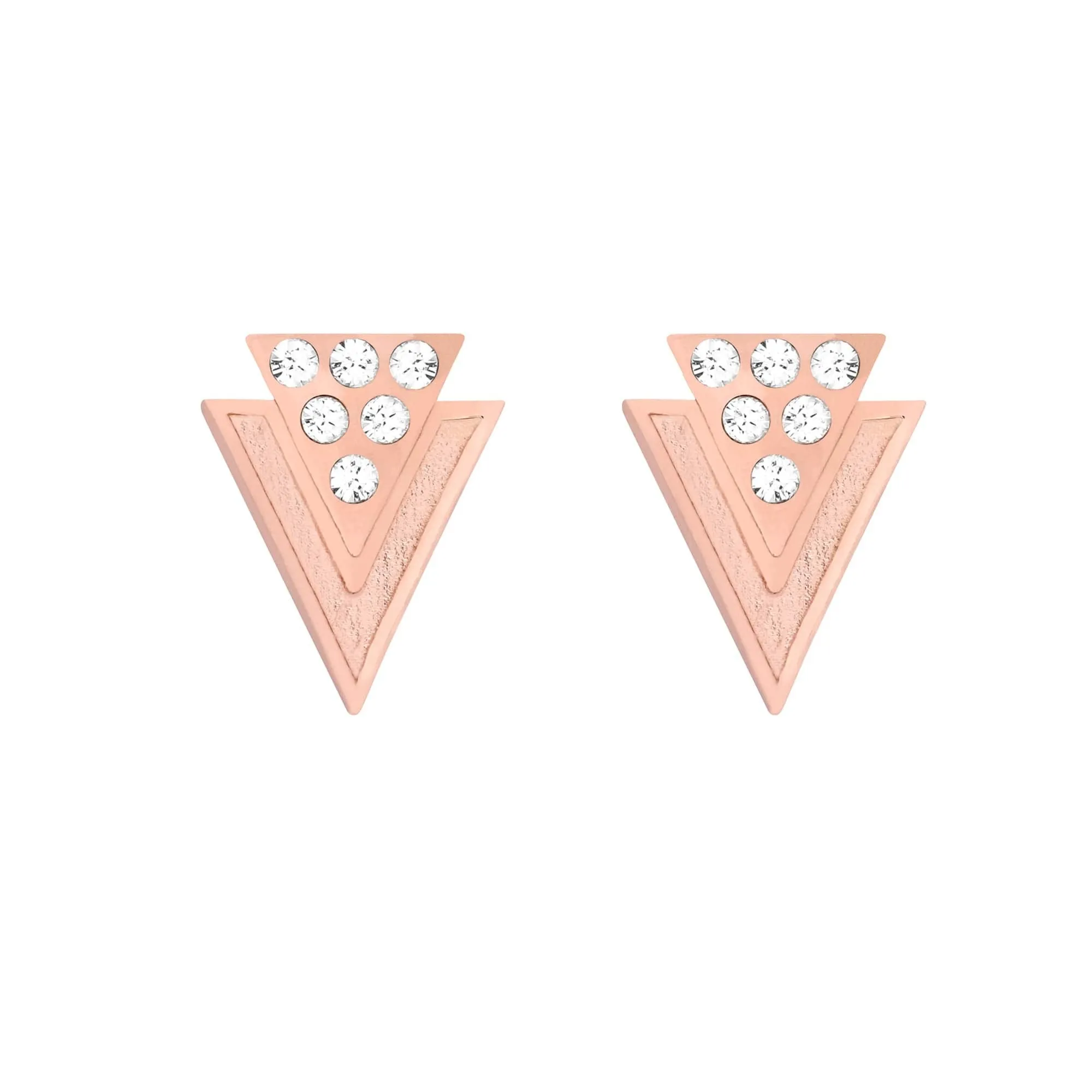 Kolczyki z różowego złota trójkąty z kryształkami SWAROVSKI® CRYSTAL