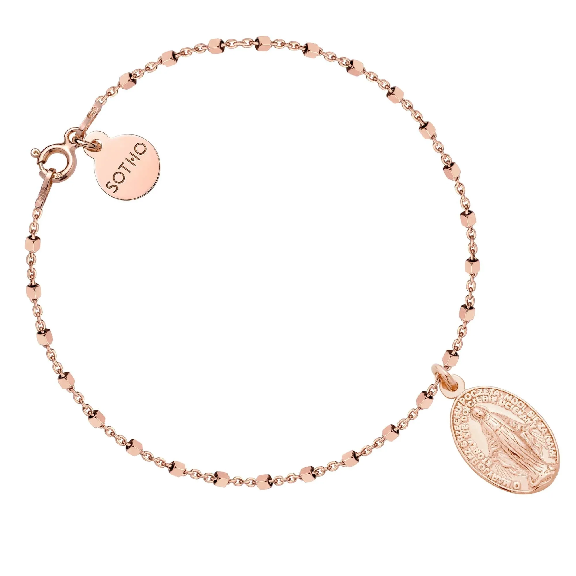 Bransoletka z różowego złota z medalikiem