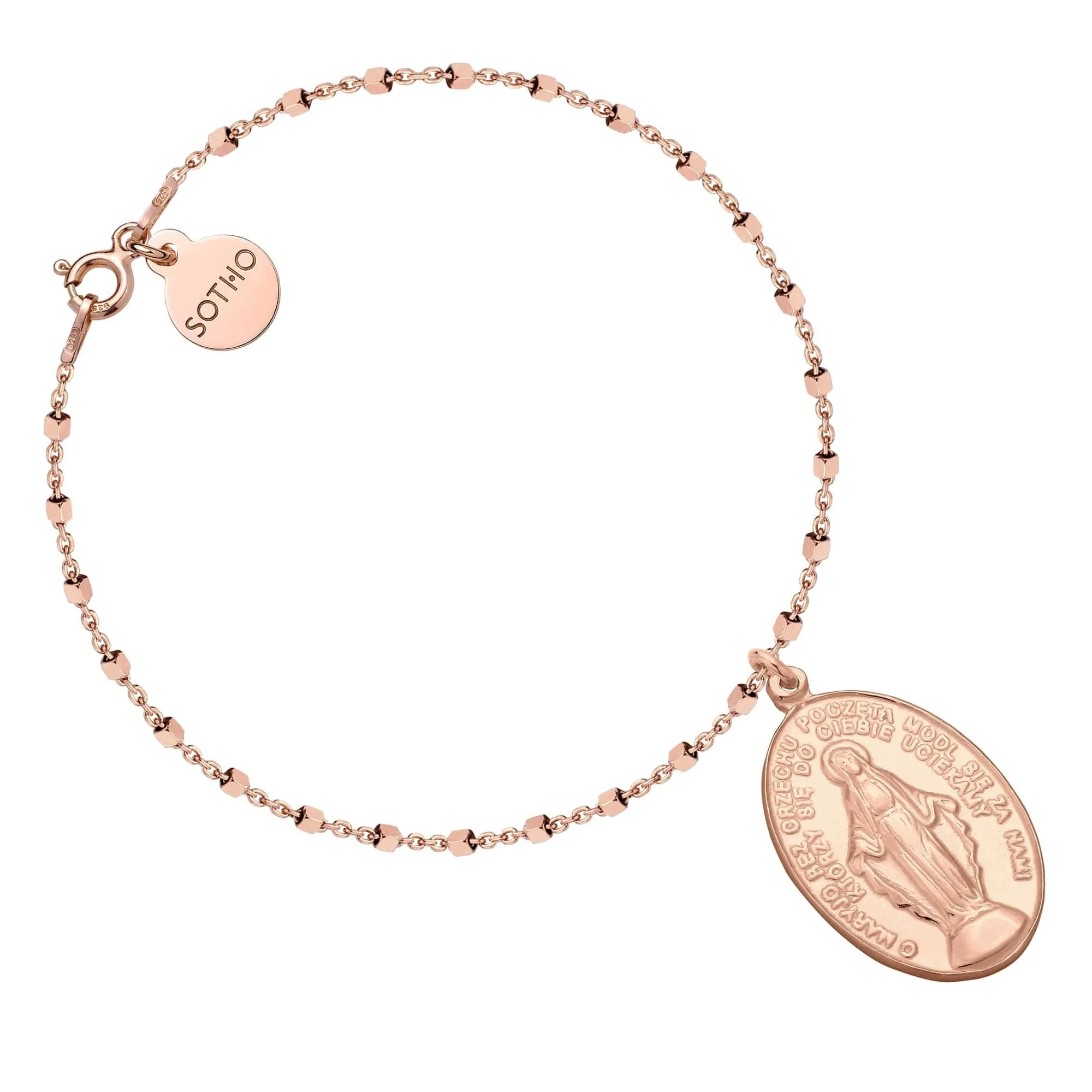 Bransoletka z różowego złota z medalikiem