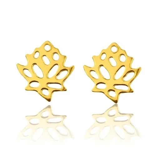 Złote kolczyki kwiaty lotosu