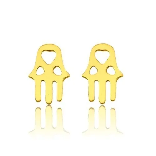 Złote kolczyki z ręką Fatimy