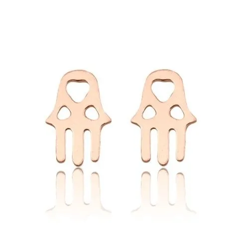 Kolczyki z ręką Fatimy z różowego złota
