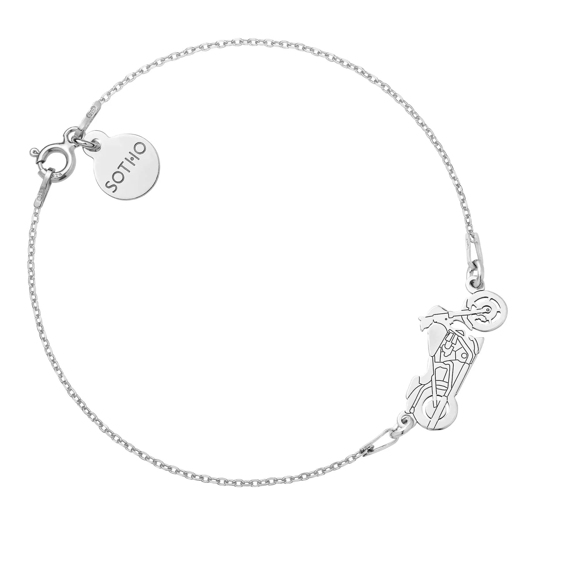 Srebrna bransoletka z motocyklem