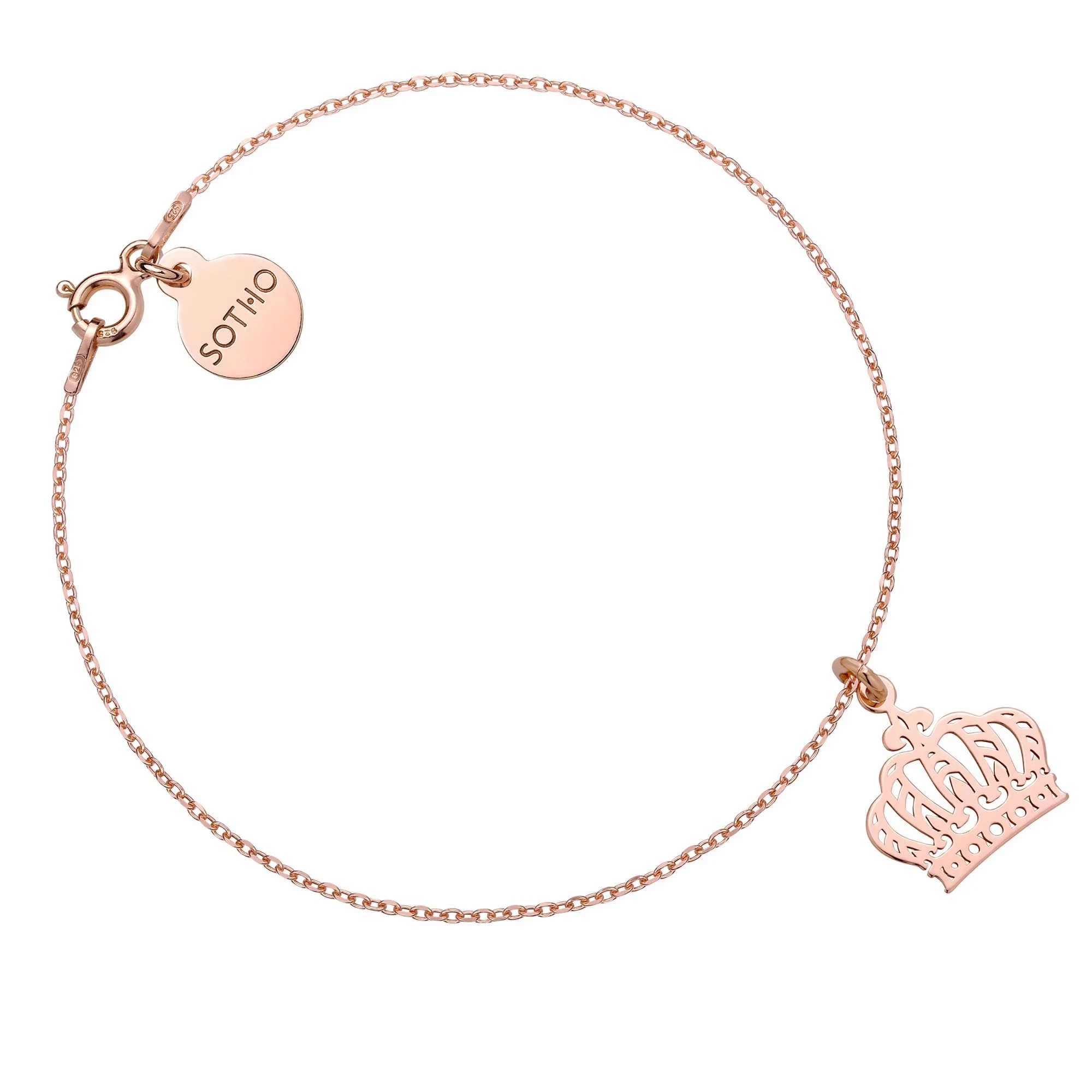 Bransoletka z różowego złota z koroną