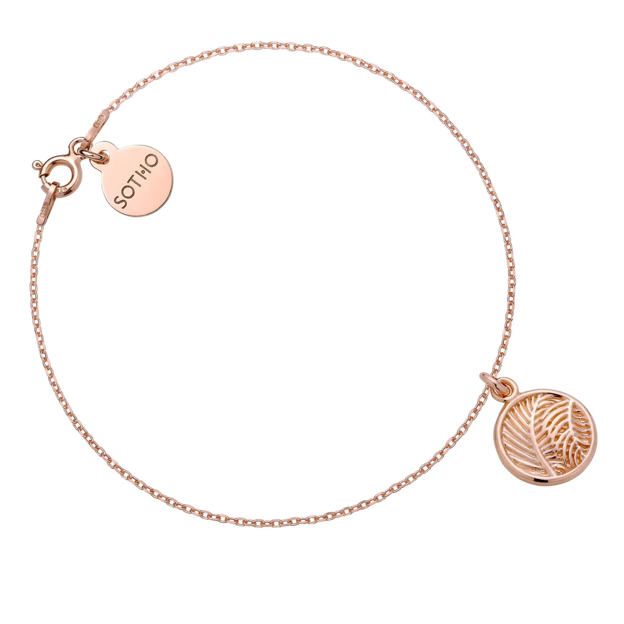 Bransoletka z różowego złota z liśćmi palmy