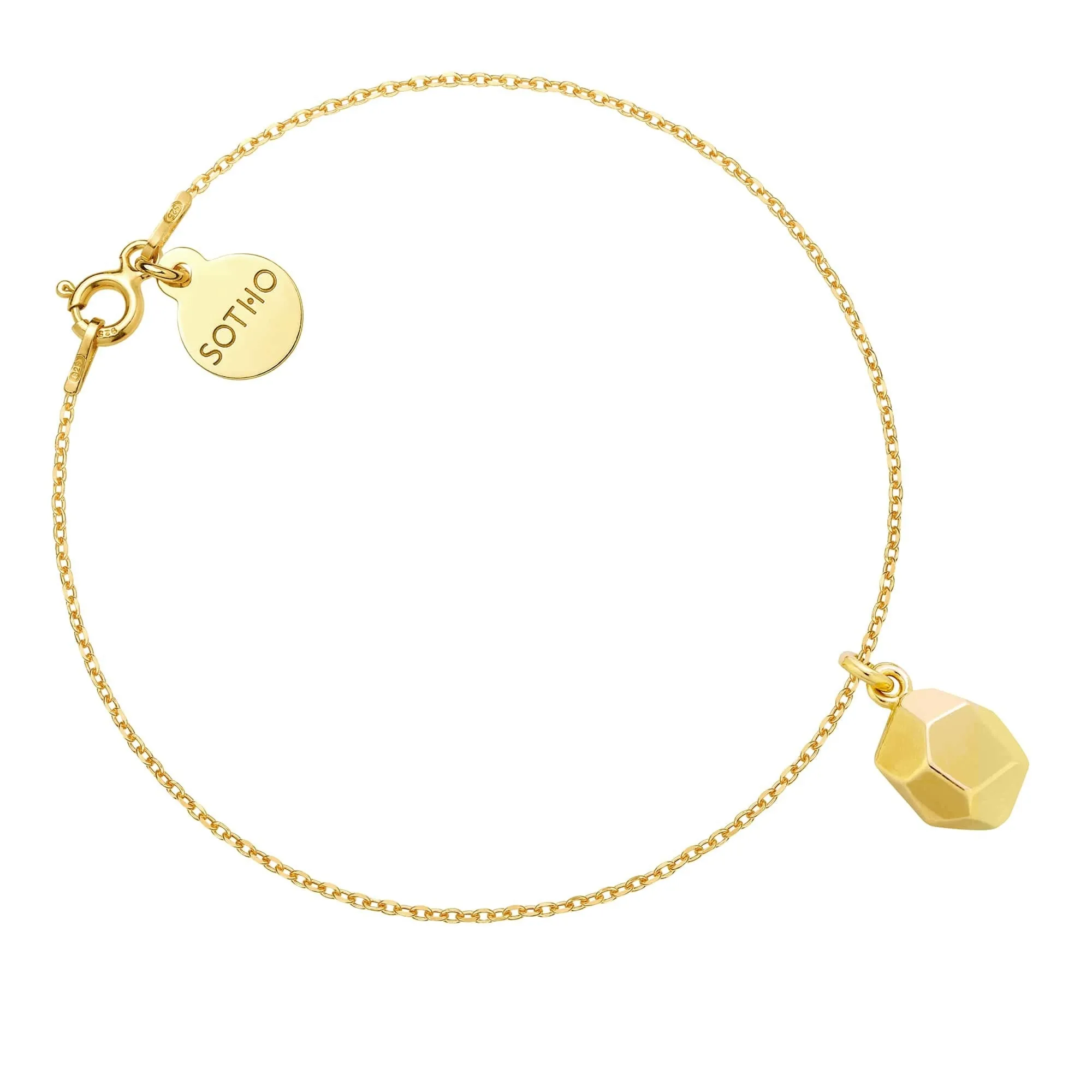 Złota bransoletka z bryłą geometryczną