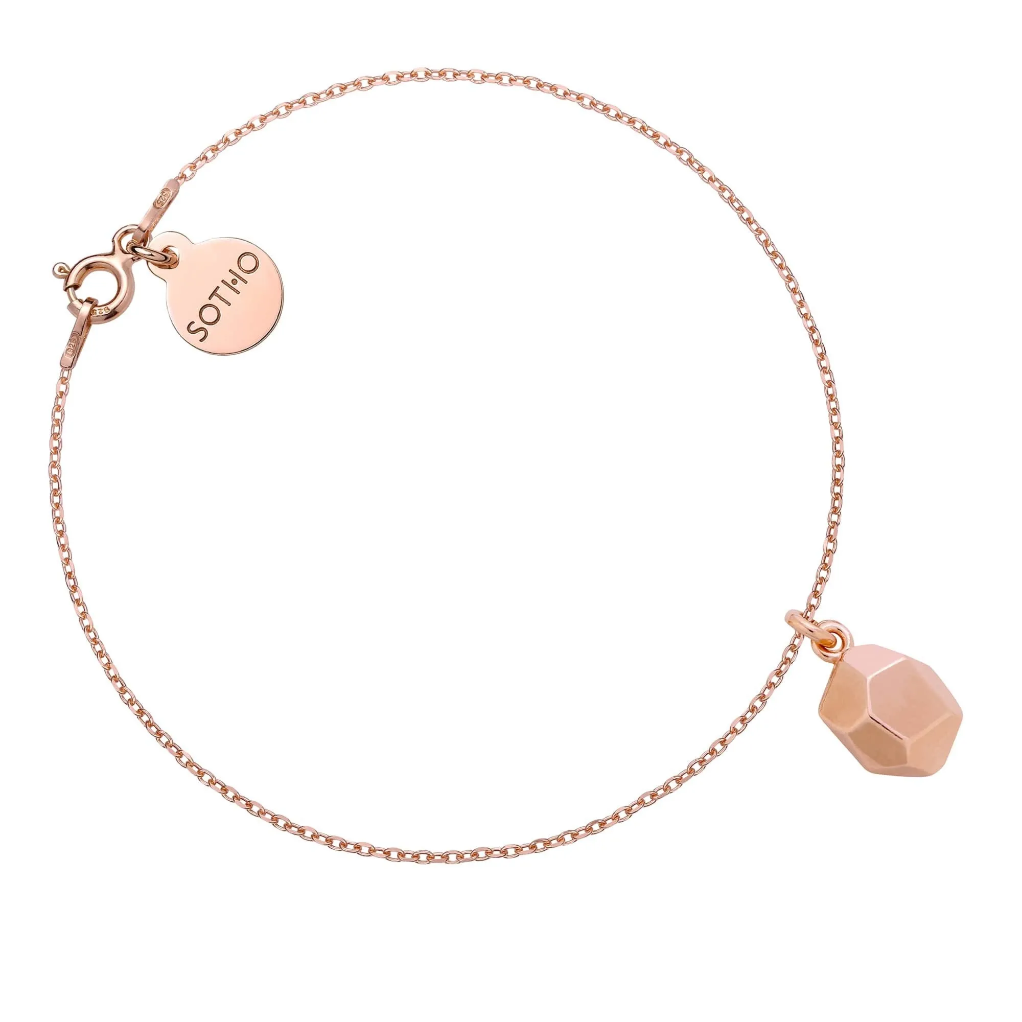 Bransoletka z różowego złota z bryłą geometryczną