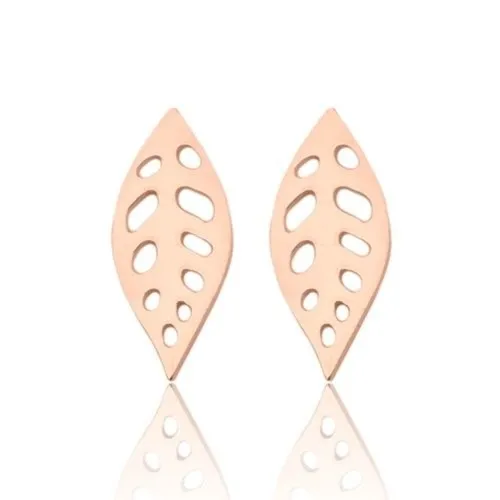 Kolczyki listki z różowego złota