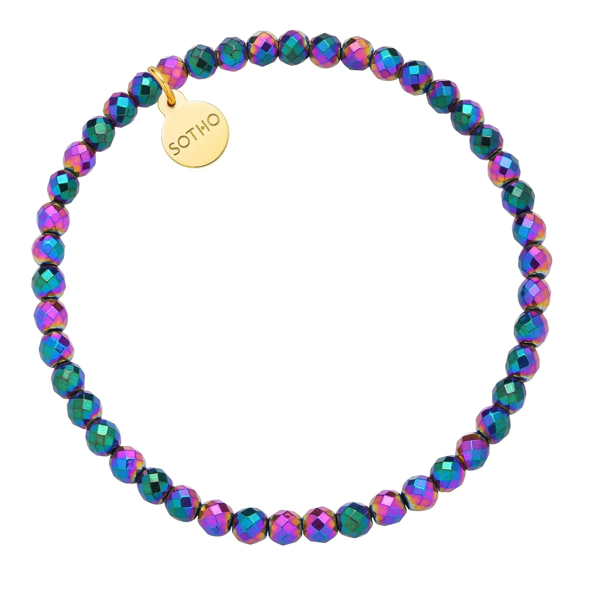 Bransoletka z fasetowanego tęczowego hematytu