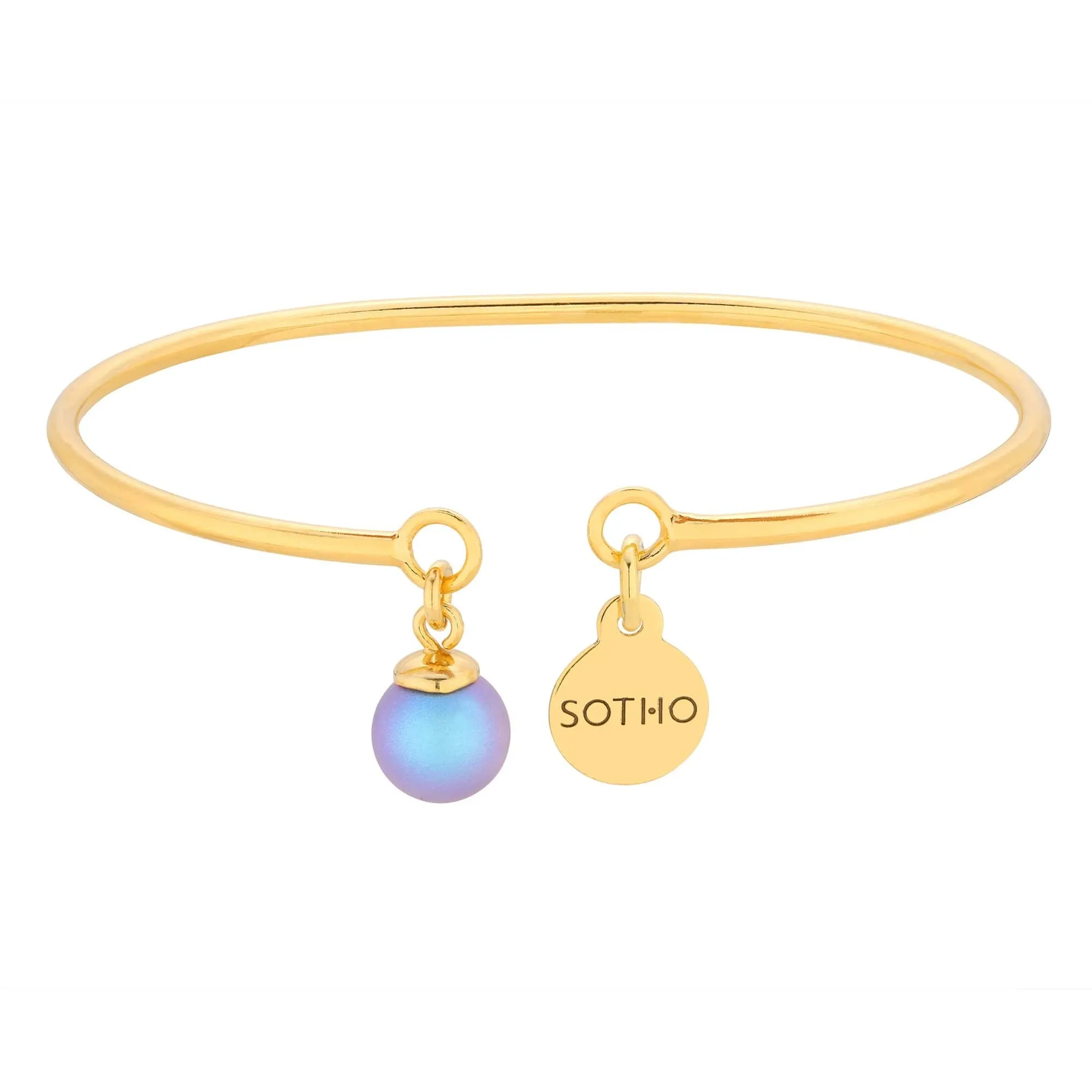 Złota bransoletka z niebieską perłą  SWAROVSKI® CRYSTAL