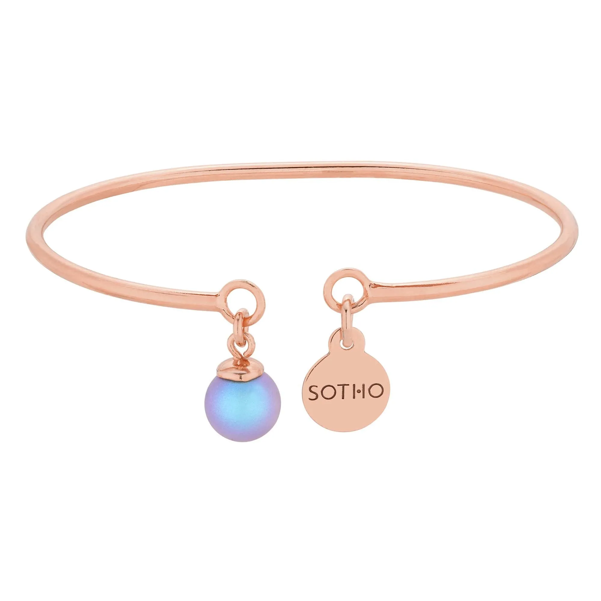 Bransoletka z różowego złota z niebieską perłą  SWAROVSKI® CRYSTAL