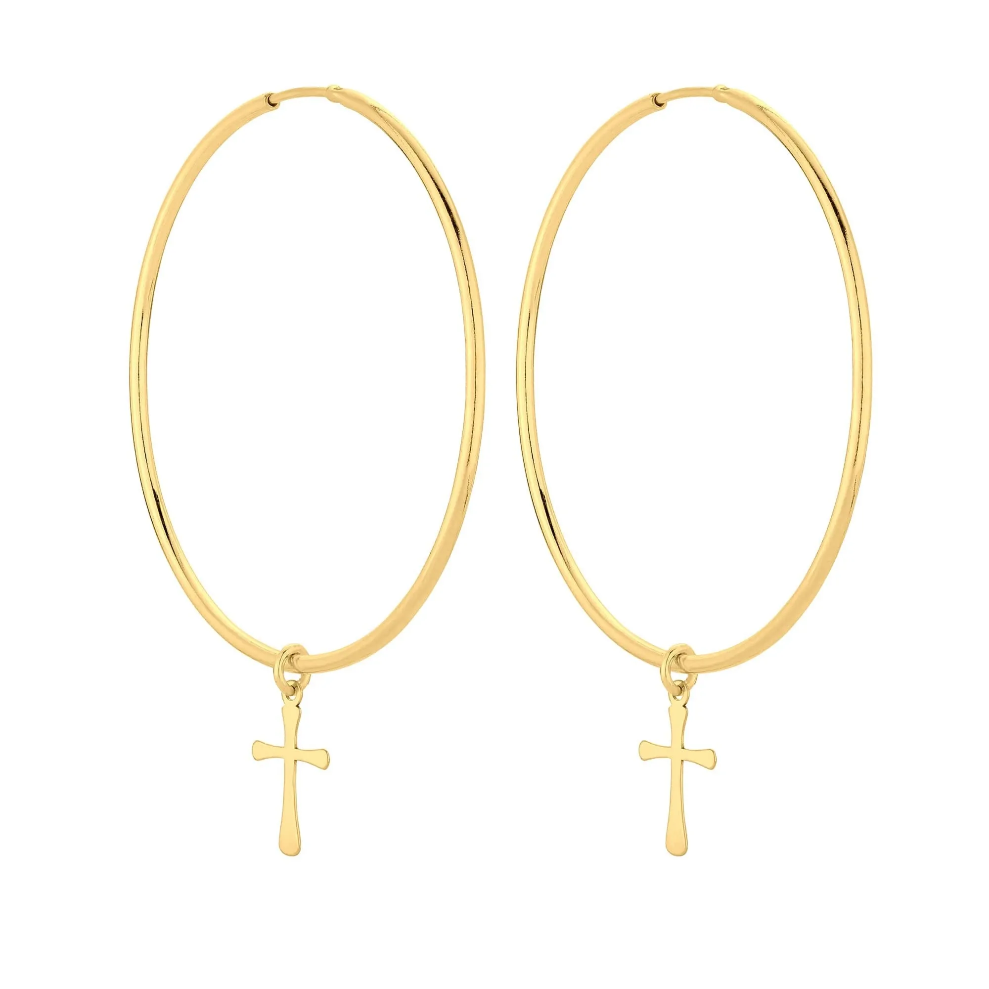 Duże złote kolczyki z krzyżami