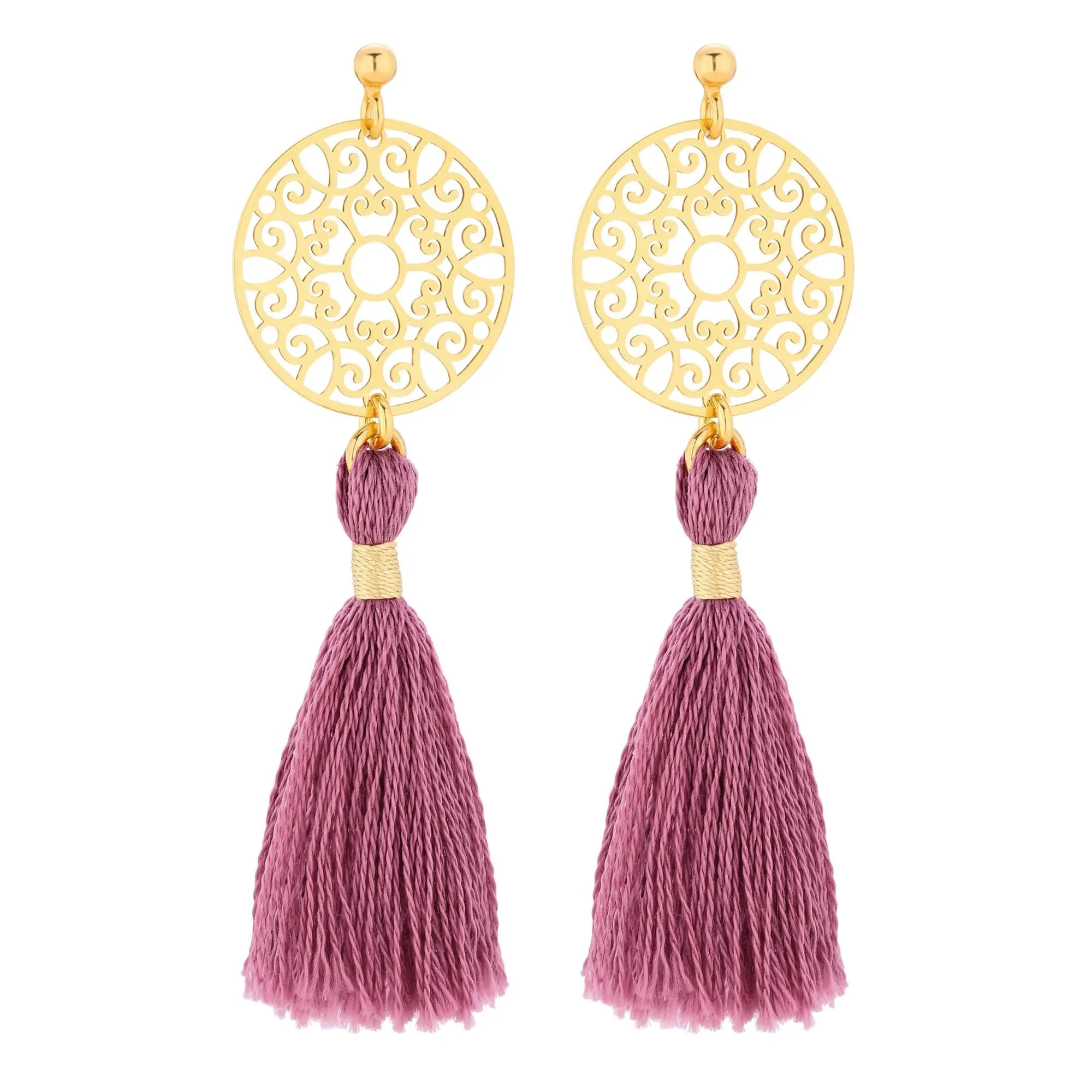 Złote kolczyki z rozetką i chwostem