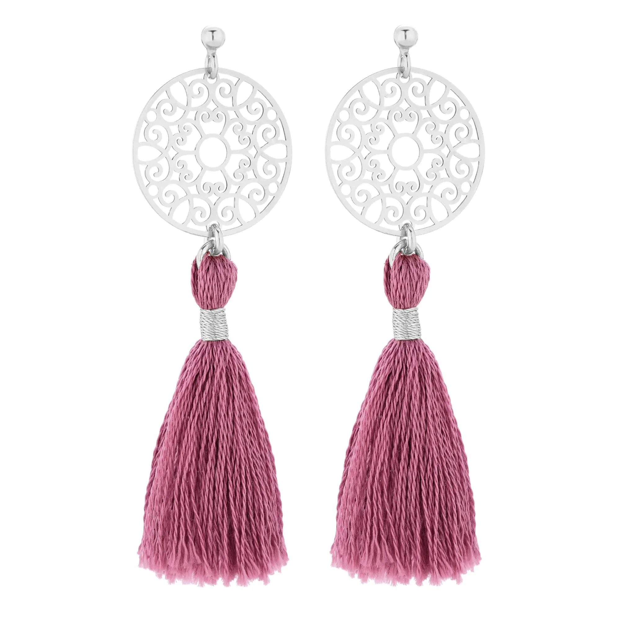 Srebrne kolczyki z rozetką i chwostem