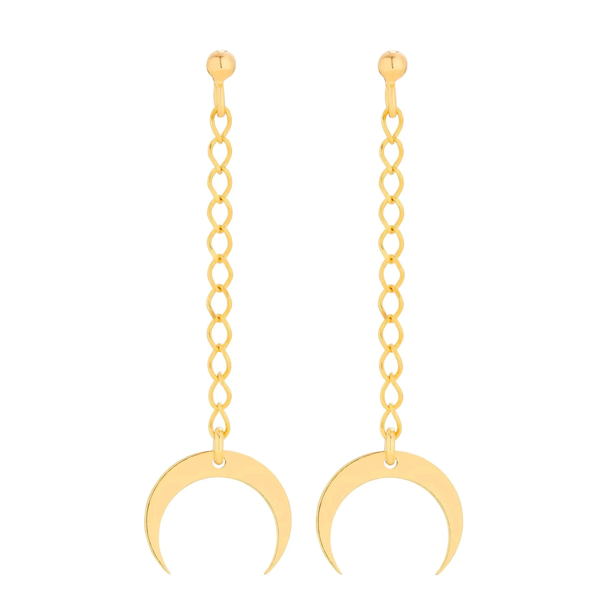 Długie złote kolczyki z księżycem