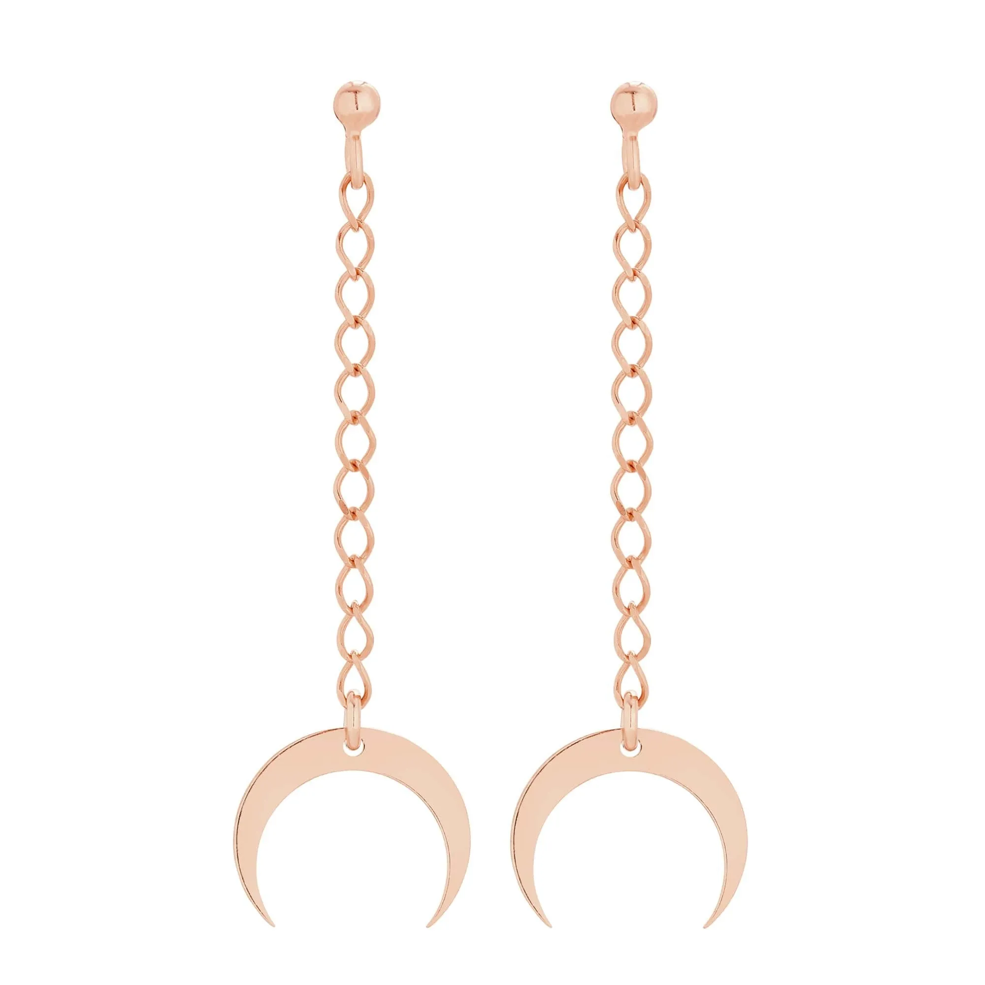 Kolczyki z różowego złota z księżycem