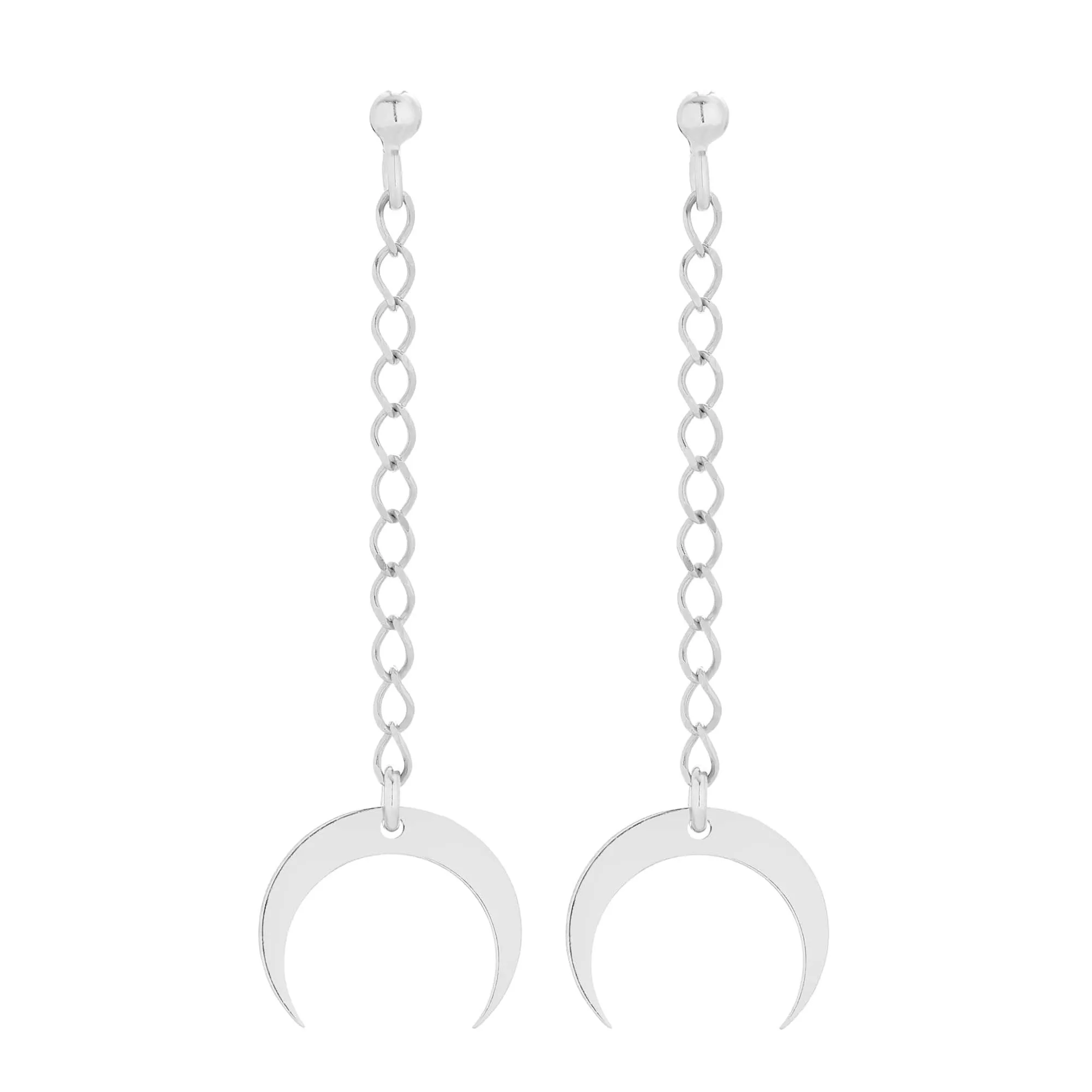 Długie srebrne kolczyki z księżycem