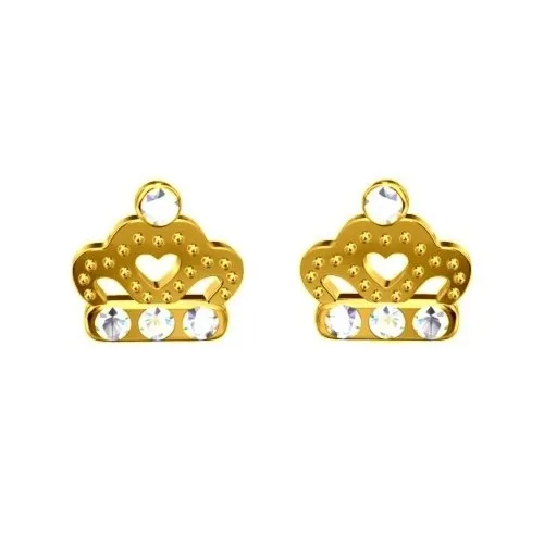 Złote kolczyki korony z kryształami Crystal SWAROVSKI® ELEMENTS