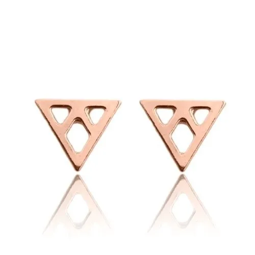 Kolczyki trójkąciki z różowego złota