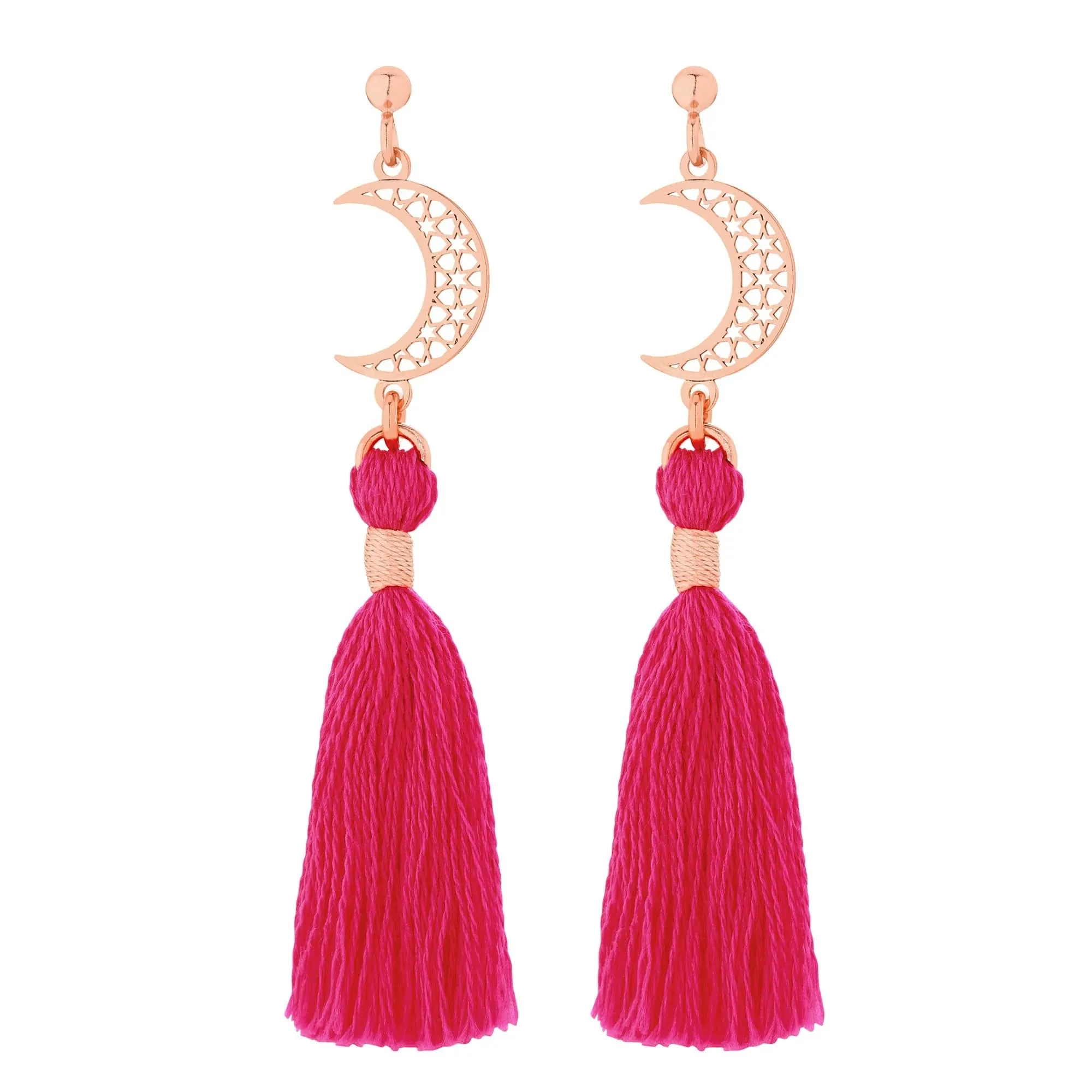 Kolczyki z różowego złota z księżycem i chwostem