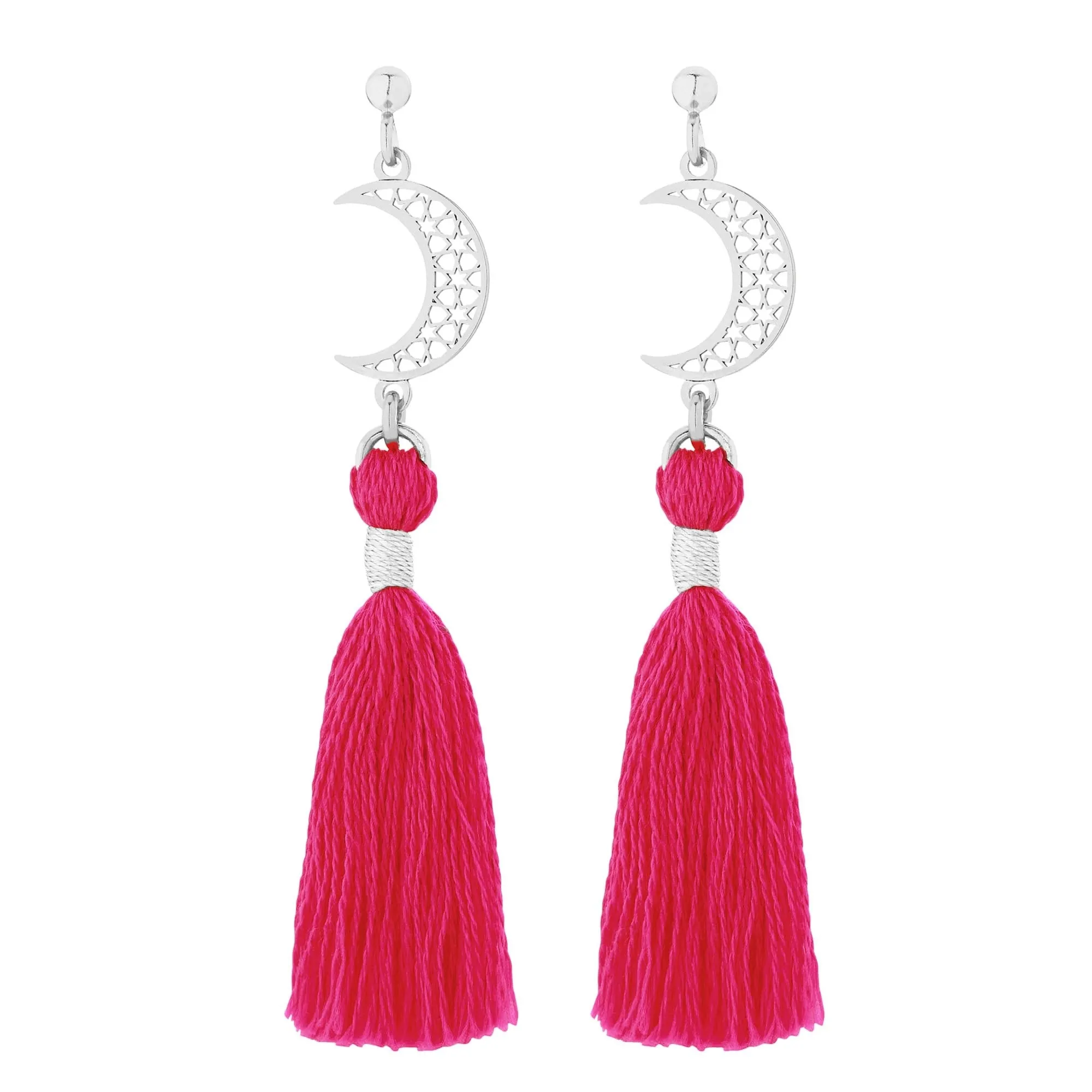 Srebrne kolczyki z księżycem i chwostem