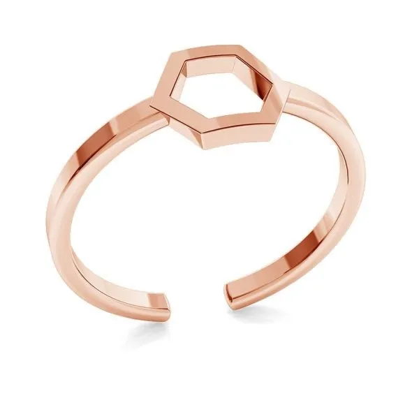 Pierścionek z różowego złota z sześciokątem