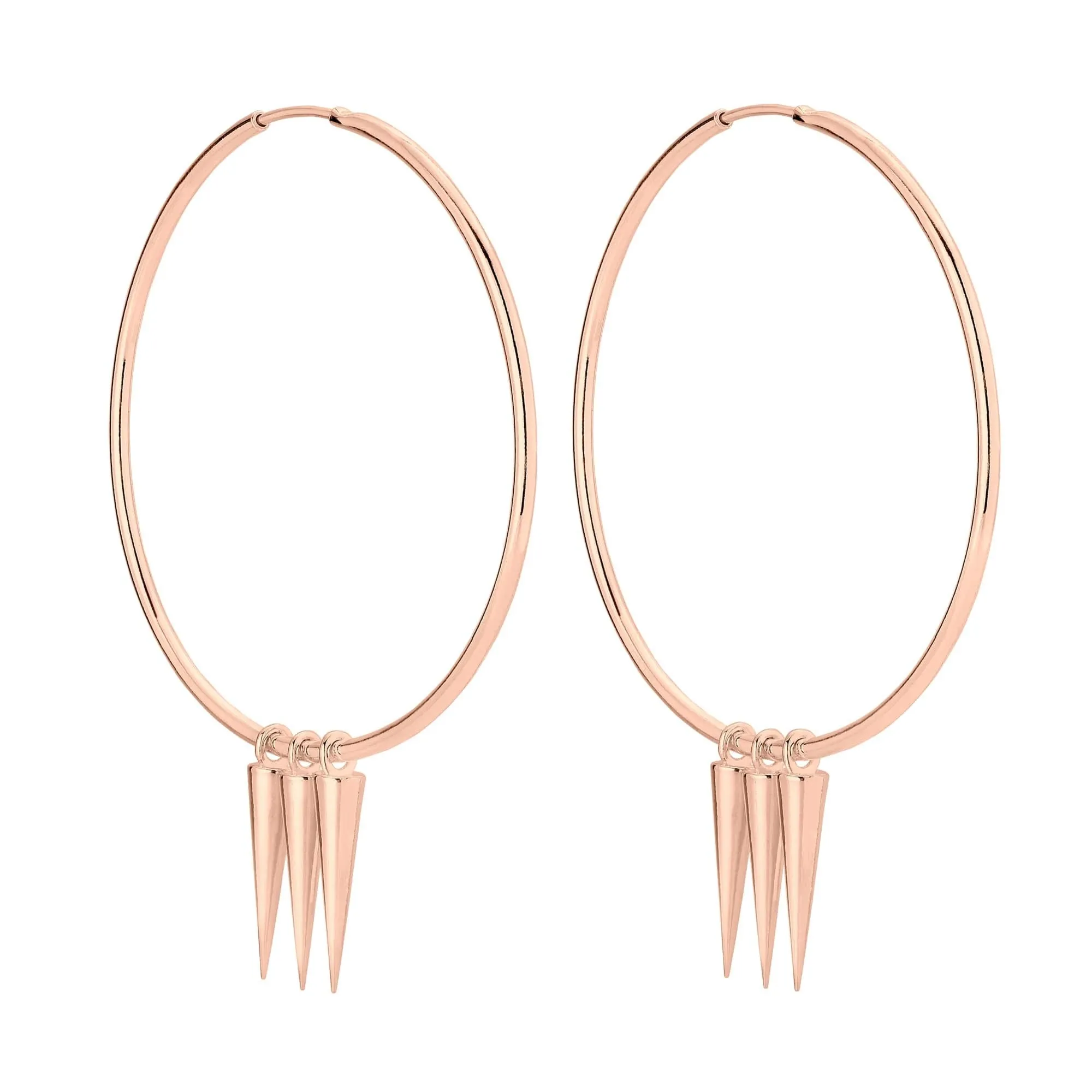 Kolczyki duże koła z kłami z różowego złota