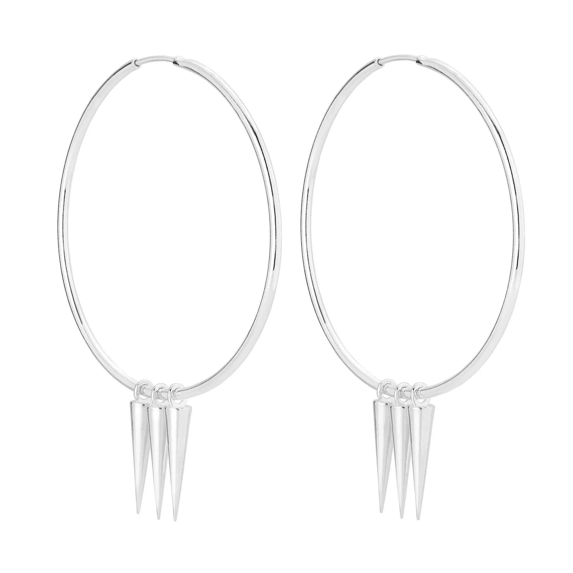 Srebrne kolczyki duże koła z kłami