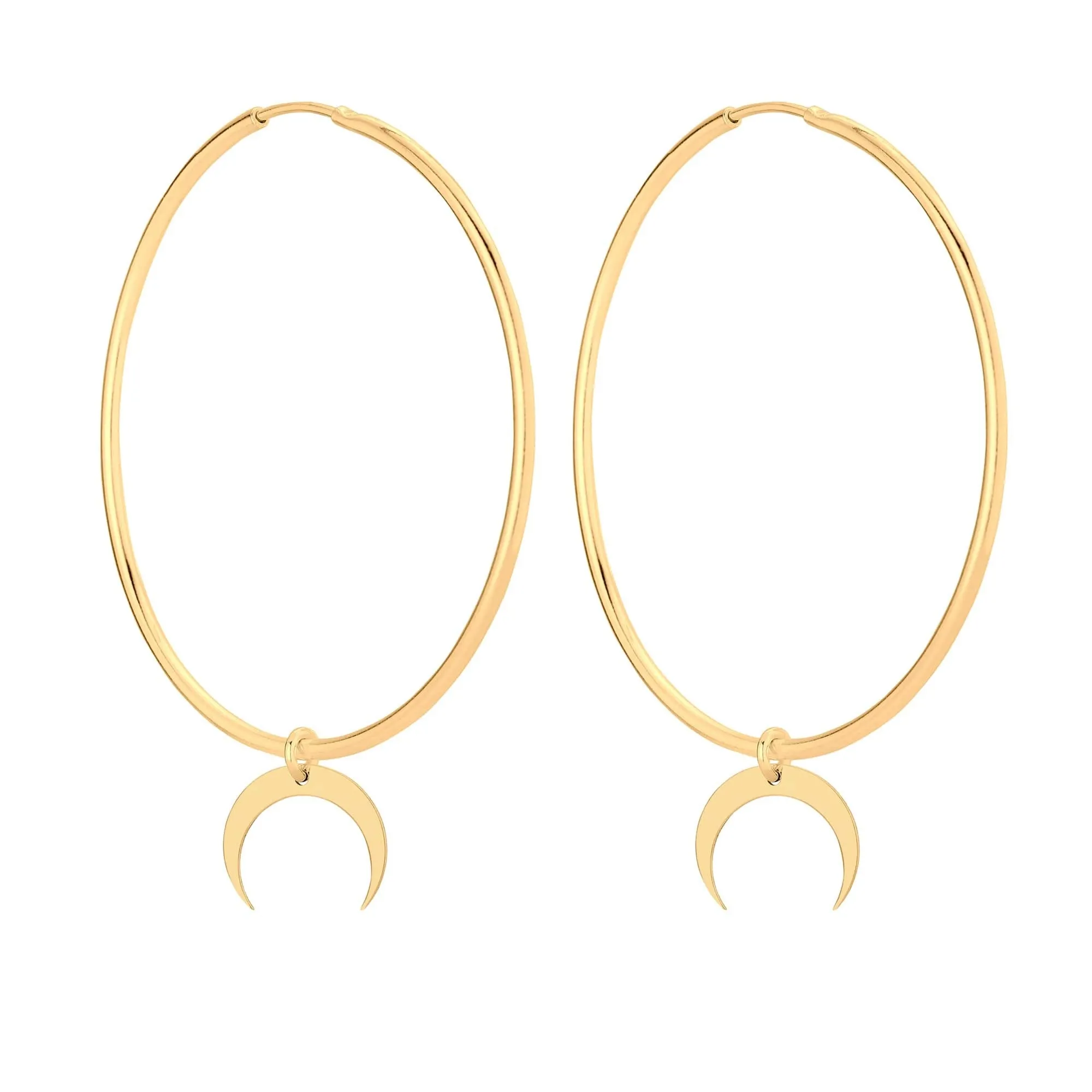 Złote kolczyki duże koła z księżycami