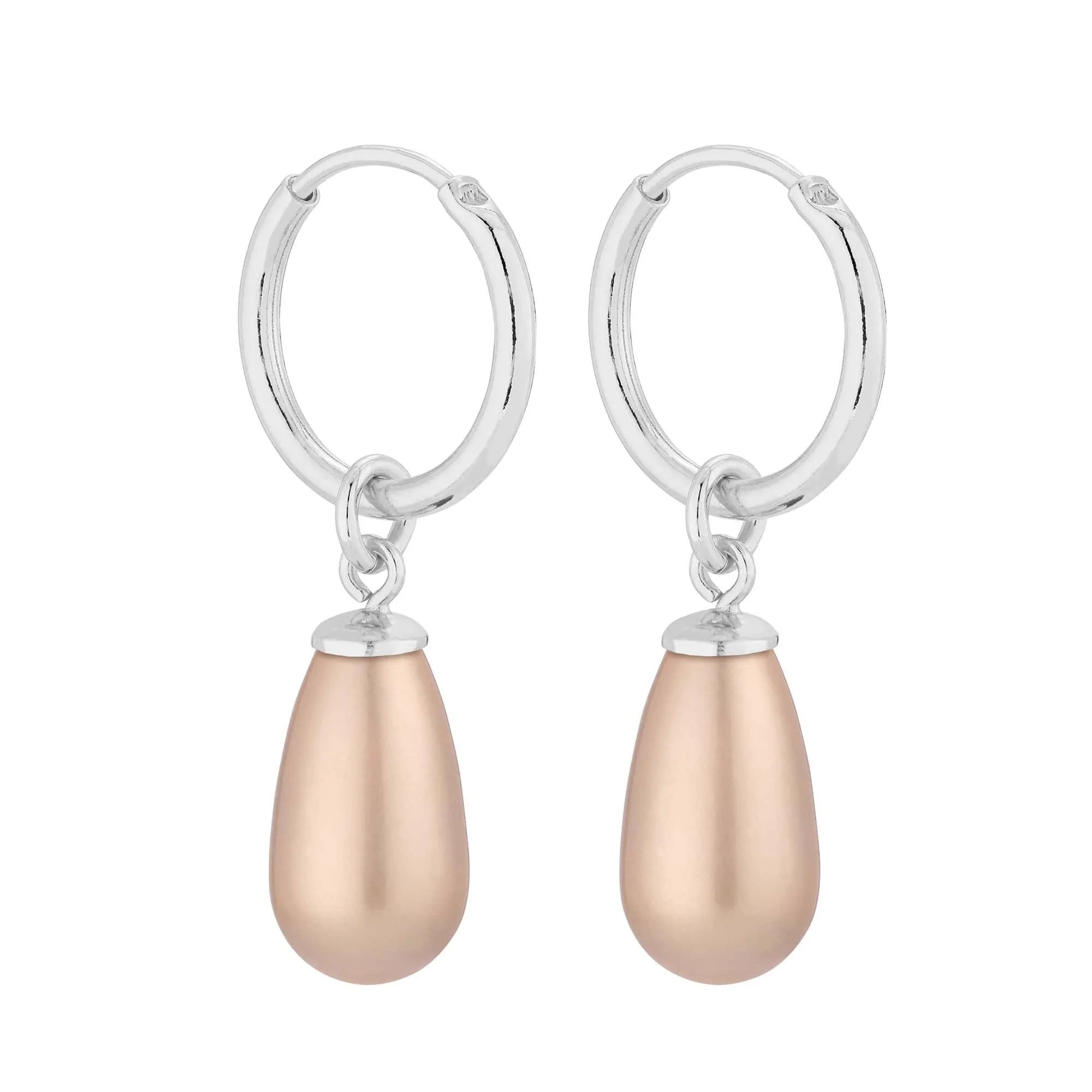 Srebrne kolczyki koła z pudrowymi perłami SWAROVSKI® CRYSTAL