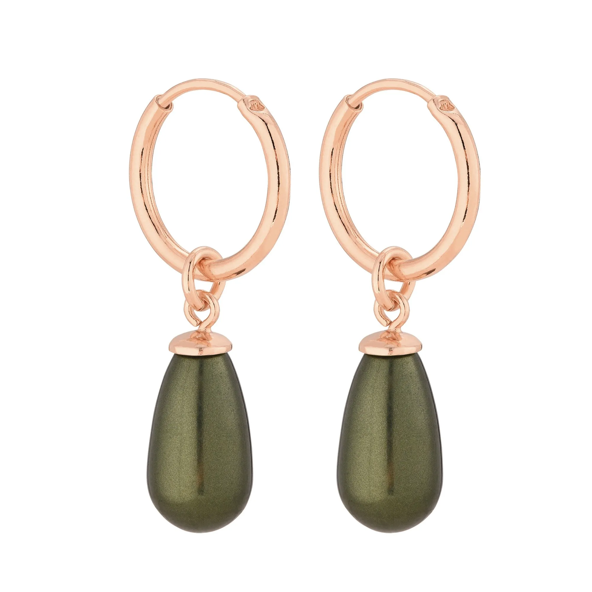 Kolczyki koła z różowego złota z zielonymi perłami SWAROVSKI® CRYSTAL