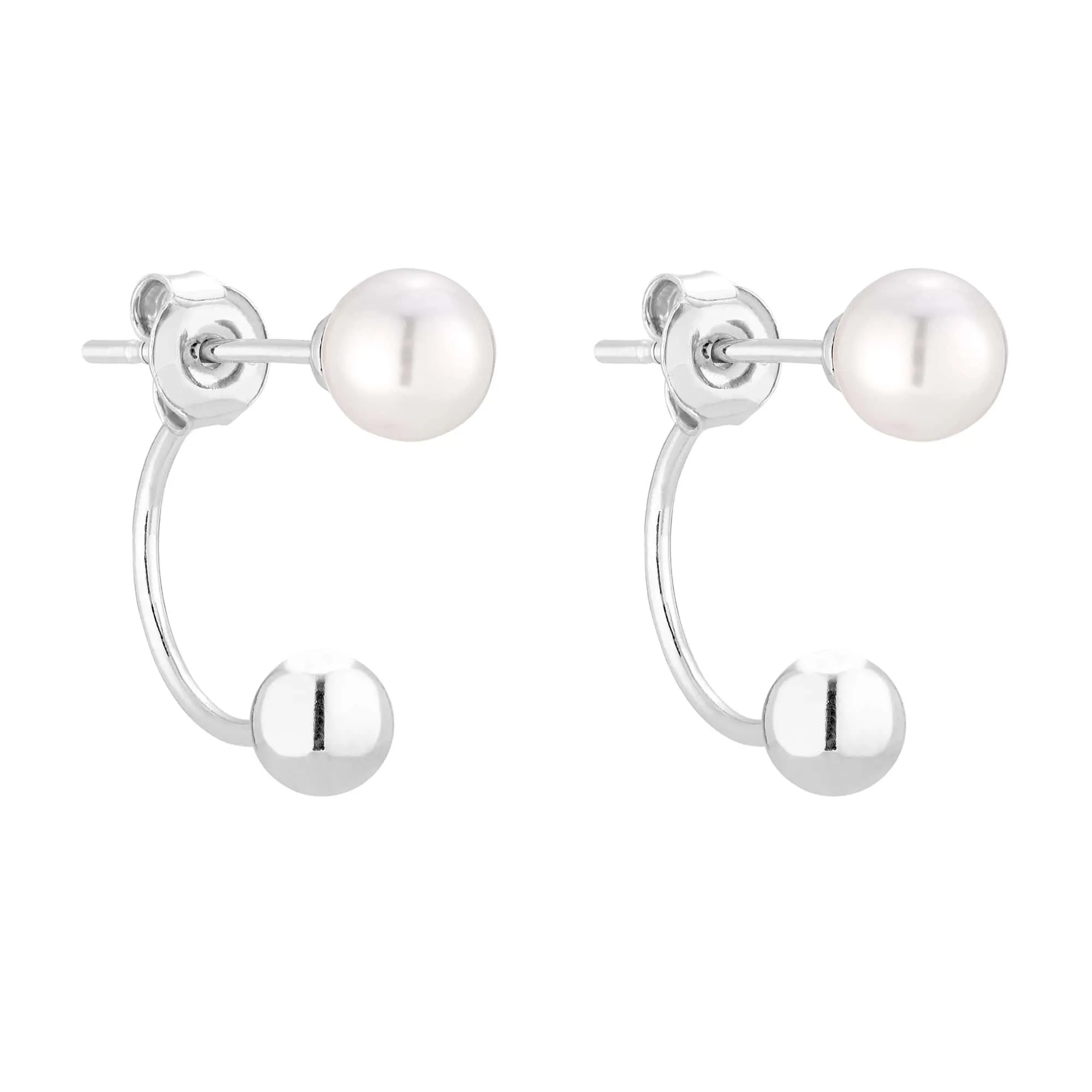 Srebrne kolczyki kuleczki z białymi perłami SWAROVSKI® CRYSTAL