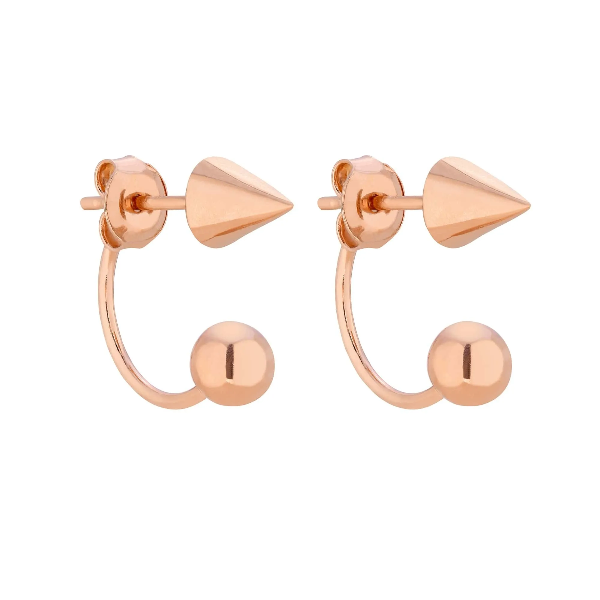 Kolczyki kuleczki z ćwiekami w różowym złocie