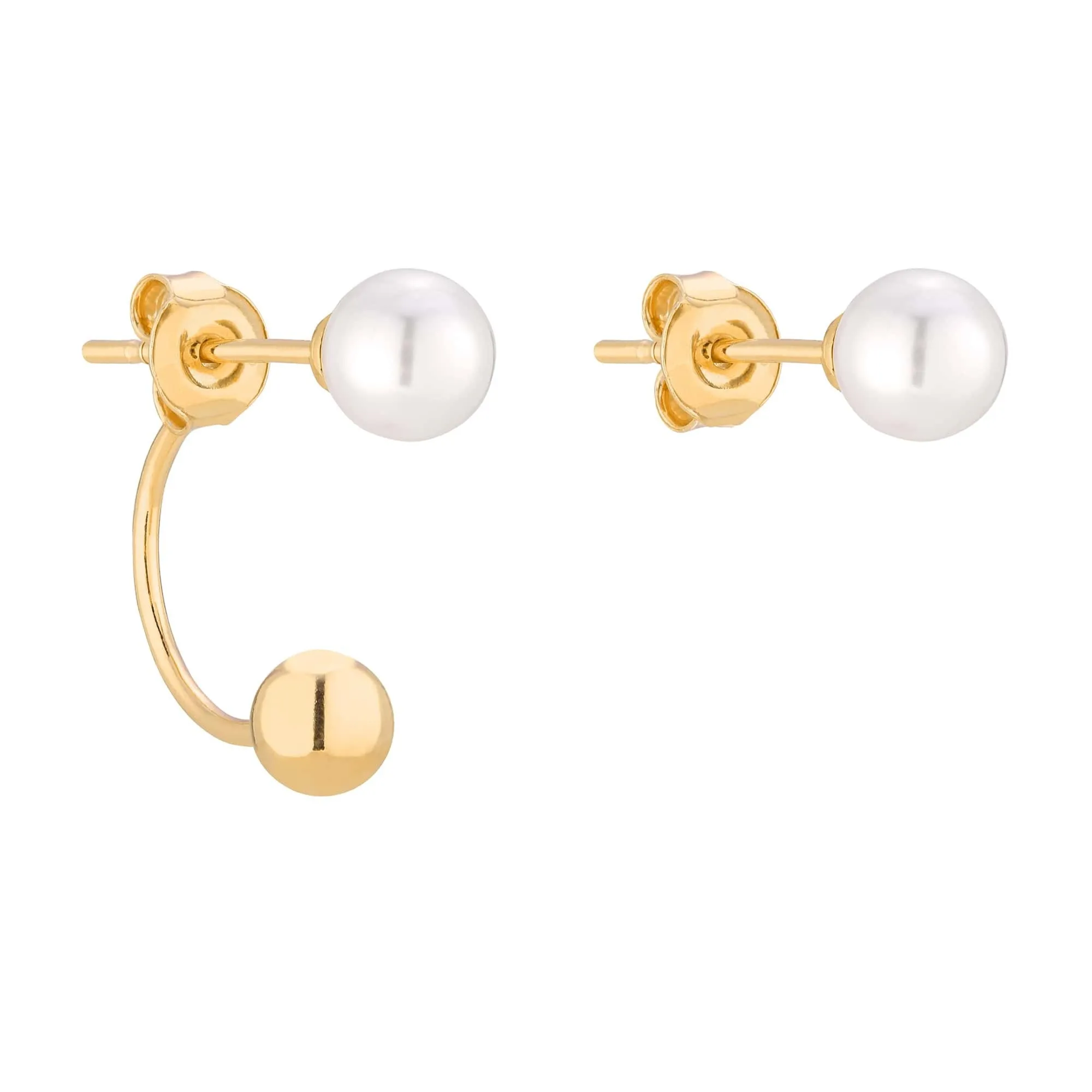Złote asymetryczne kolczyki z białymi perłami SWAROVSKI® CRYSTAL