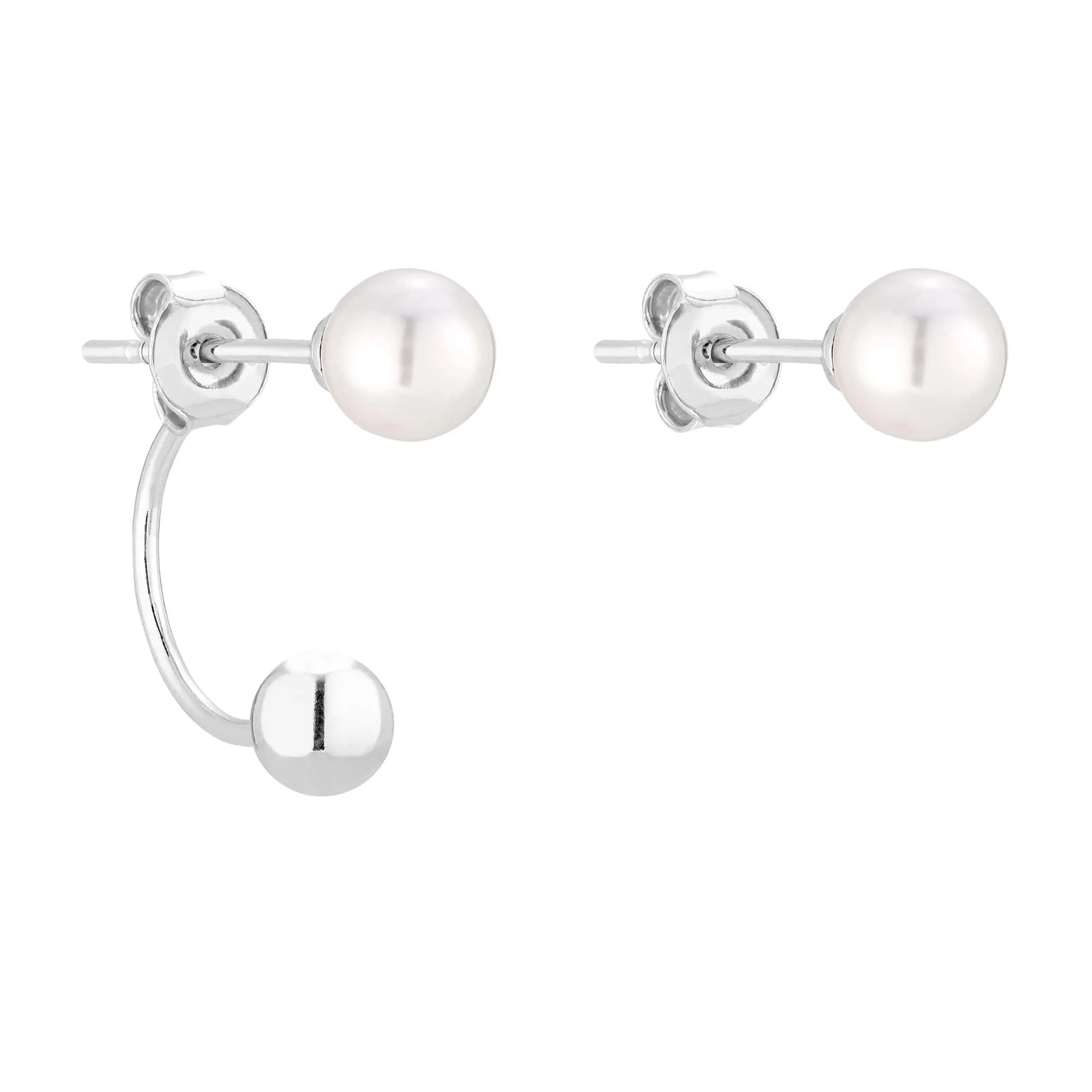 Srebrne asymetryczne kolczyki z białymi perłami SWAROVSKI® CRYSTAL